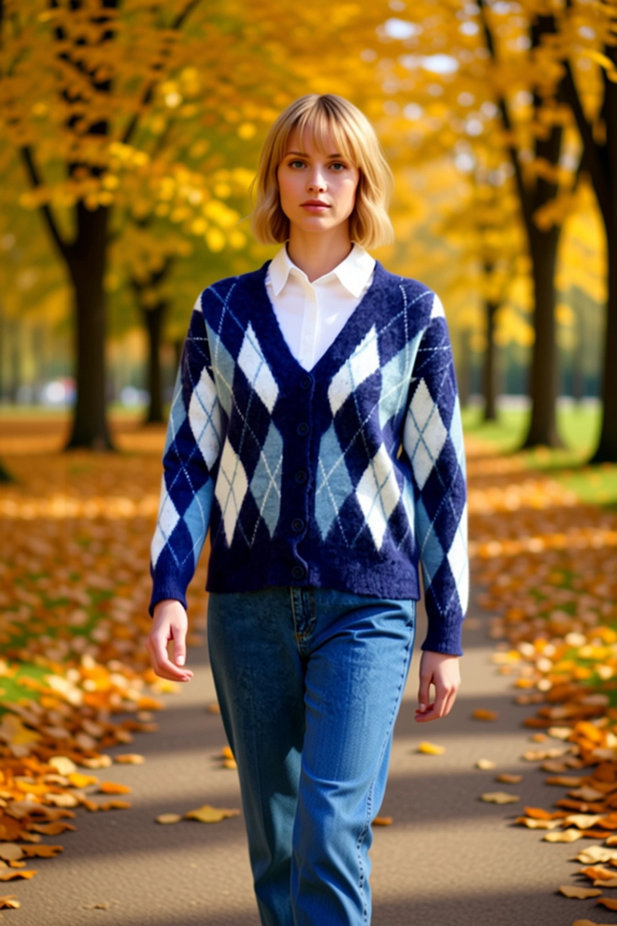 Alternative view of Kadın V Yaka Yumuşak Dokulu Baklava Desenli Triko Hırka Rahat Kesim Uzun Kollu Günlük Şıklık Ve