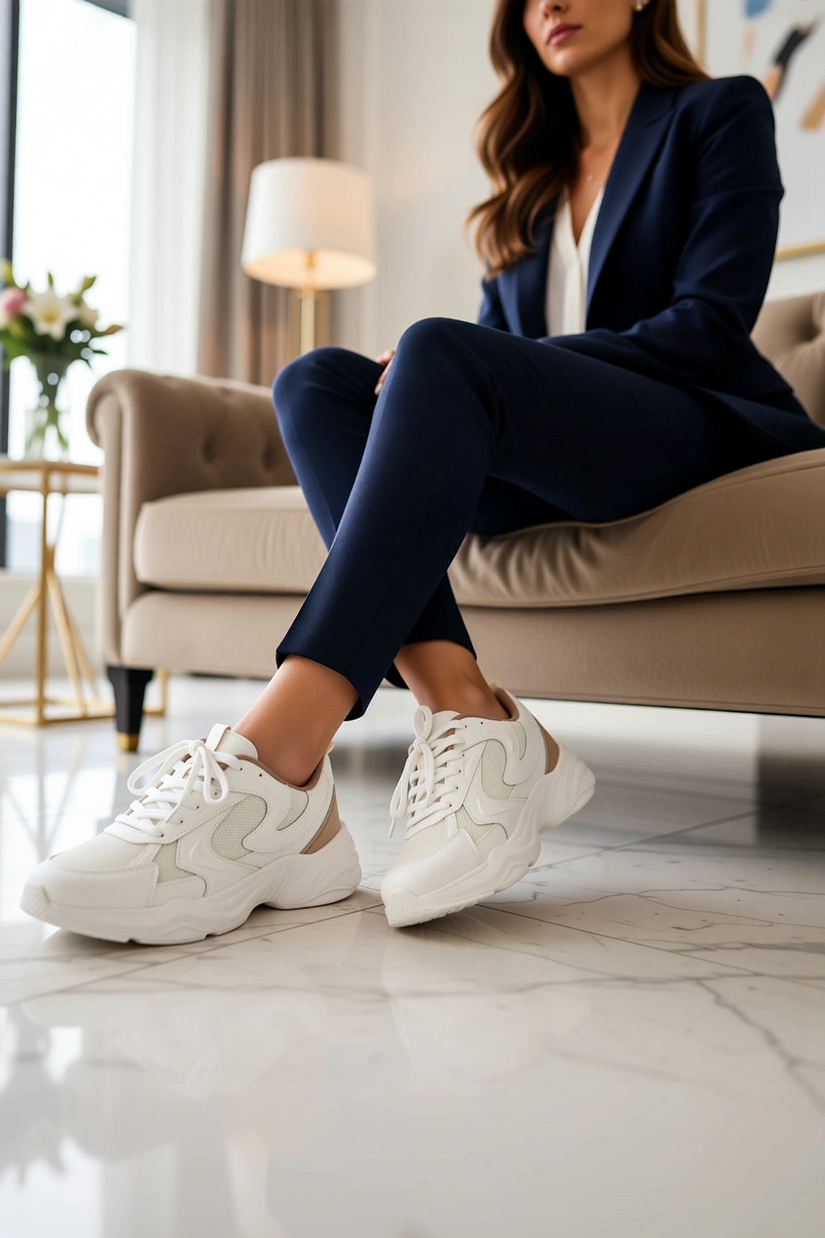Kadın Hafif Spor Ayakkabı Bağcıklı Tekstil Konforlu Günlük Sneaker Rahat Modern Şık Zarif Sezonluk