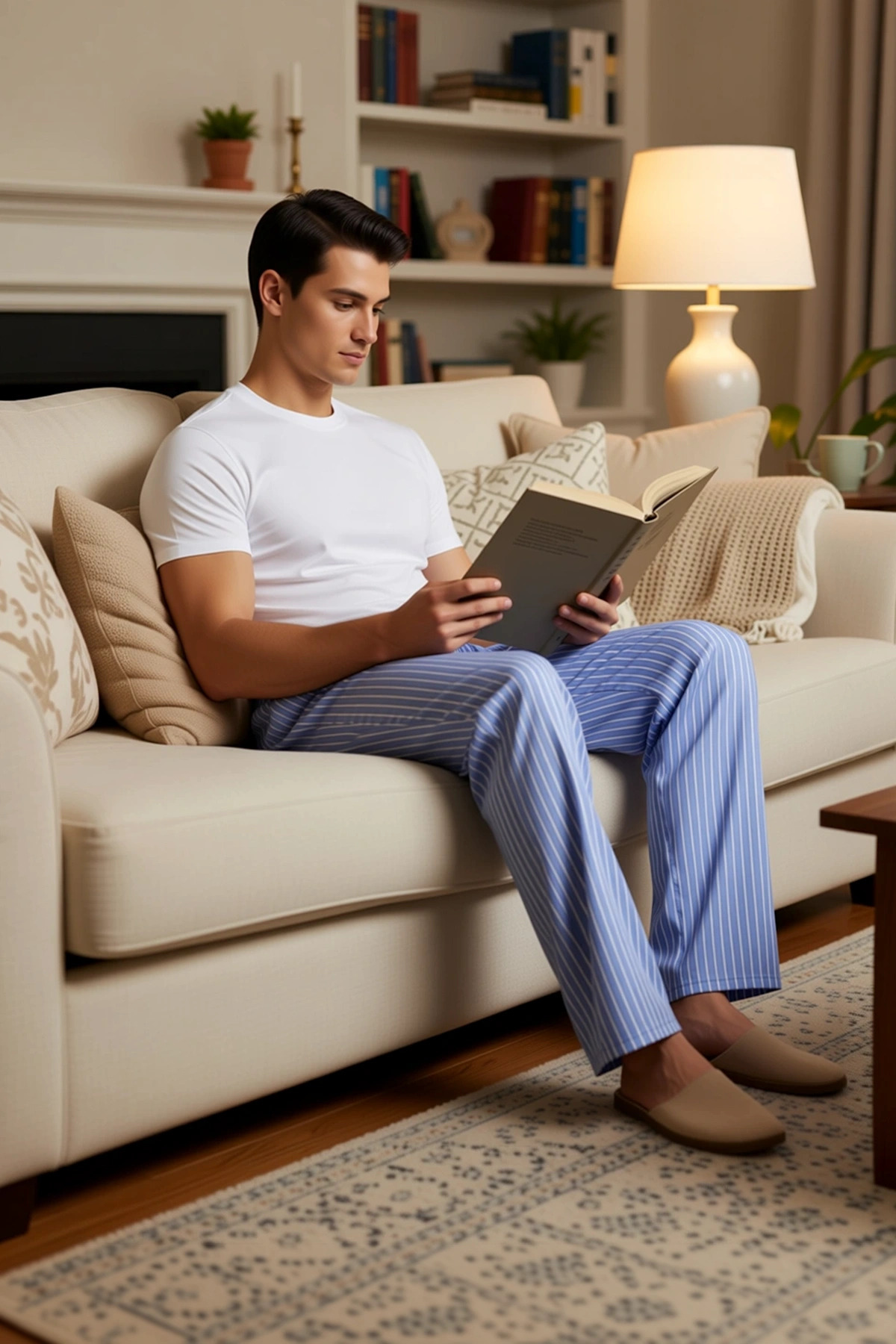 Erkek Bisiklet Yaka Standart Kol Regular Fit Çizgili Pijama Takımı Fonksiyonel Dayanıklı Şık