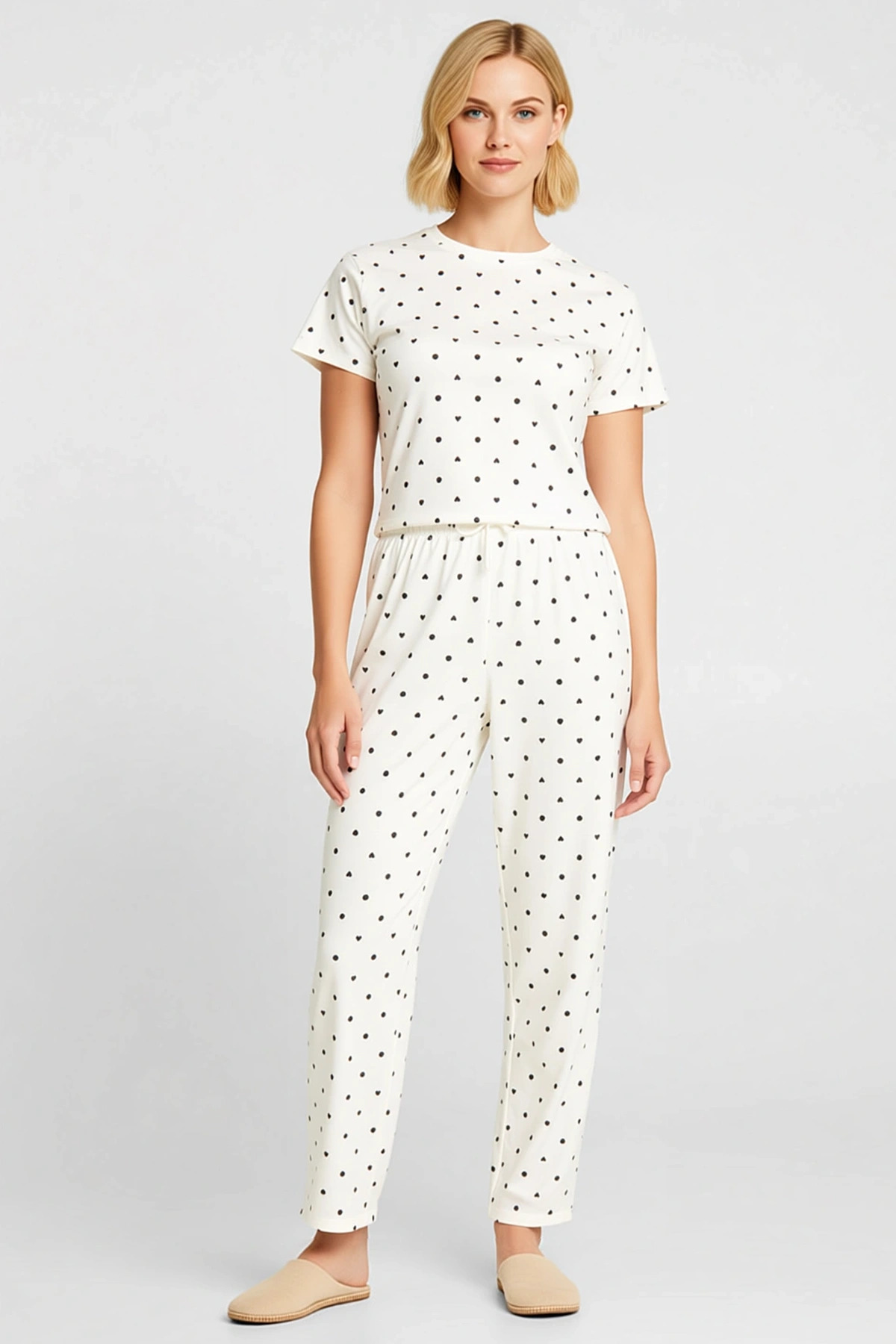 Kadın Bisiklet Yaka Standart Kol Regular Kalıp Pijama Takımı Fonksiyonel Modern %100 Pamuk