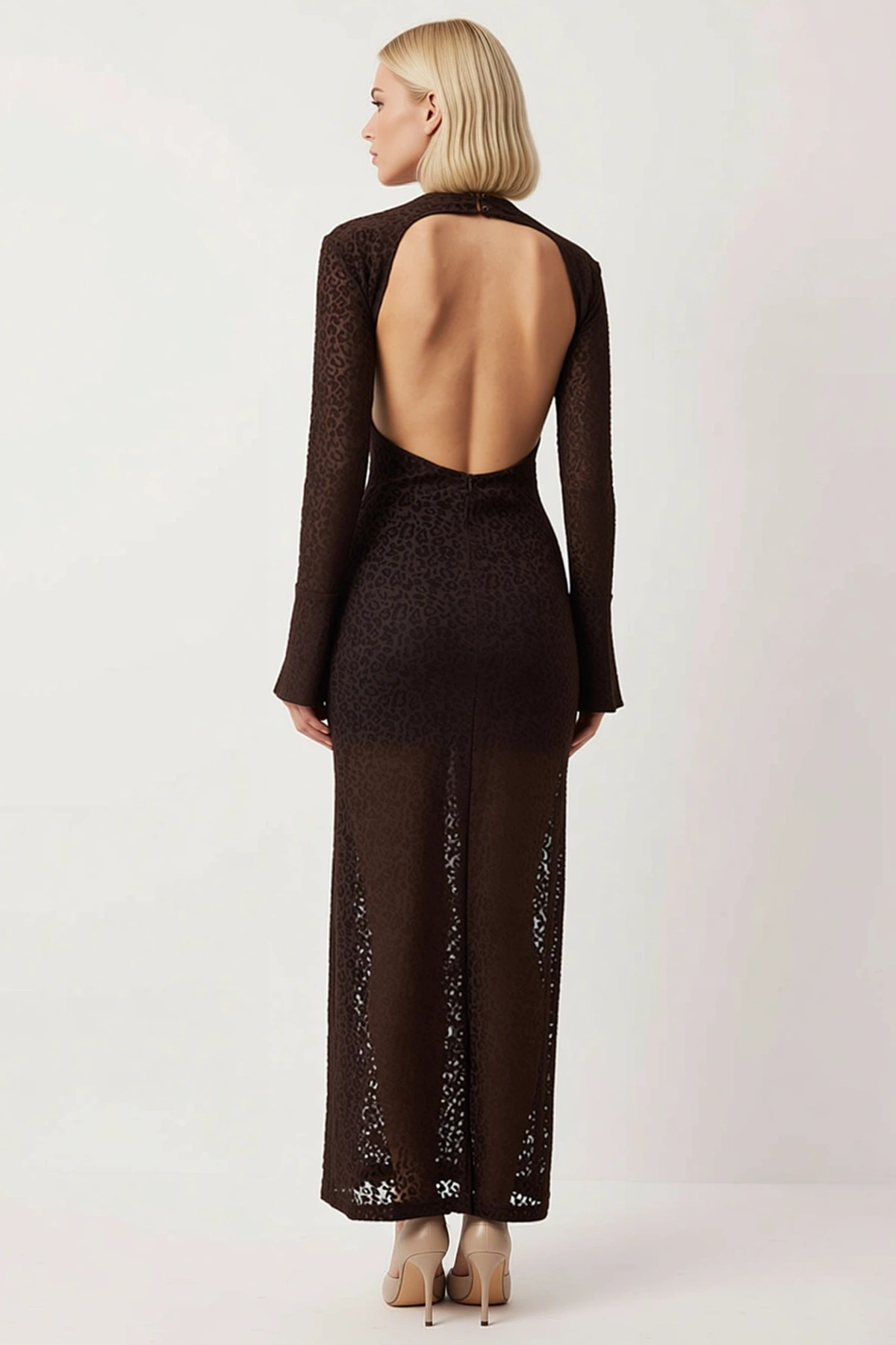 Kadın Bisiklet Yaka Uzun Kol Bodycon Kalıp Tül Elbise Fonksiyonel Dayanıklı Kaliteli Rahat