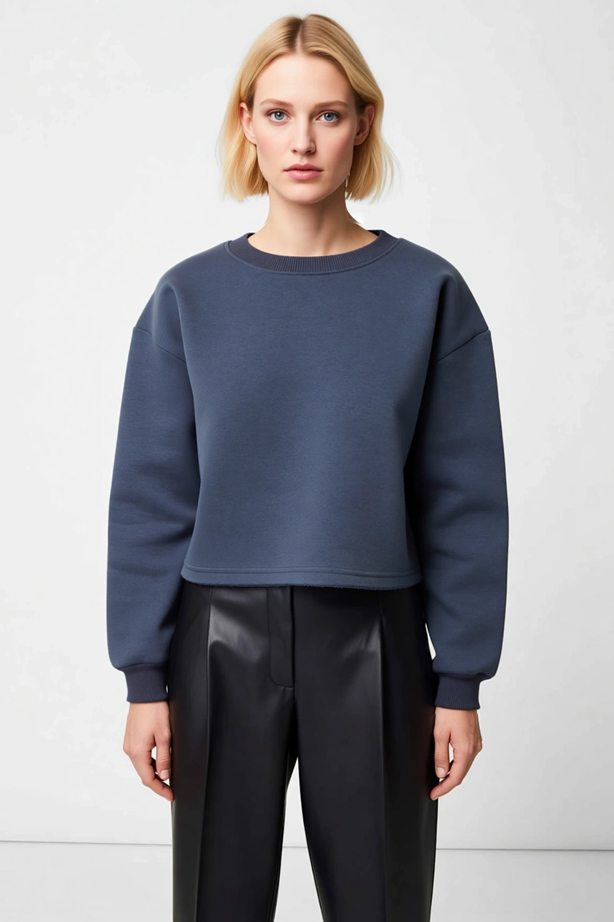Kadın Bisiklet Yaka Düşük Kol Uzun Kollu Örme Sweatshirt Fonksiyonel Dayanıklı Kaliteli Şık