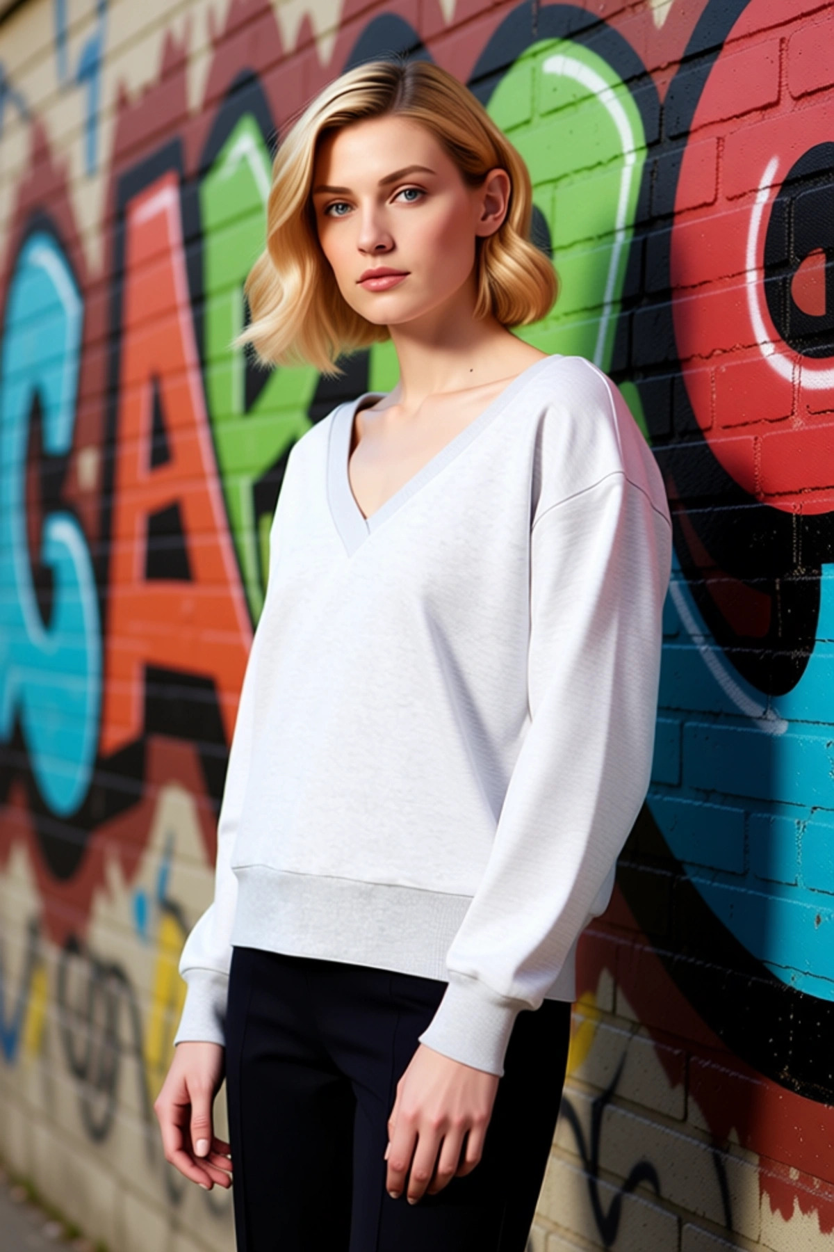 Kadın V Yaka Düşük Kol Oversize Örme Sweatshirt Fonksiyonel Dayanıklı Kaliteli Konforlu Şık
