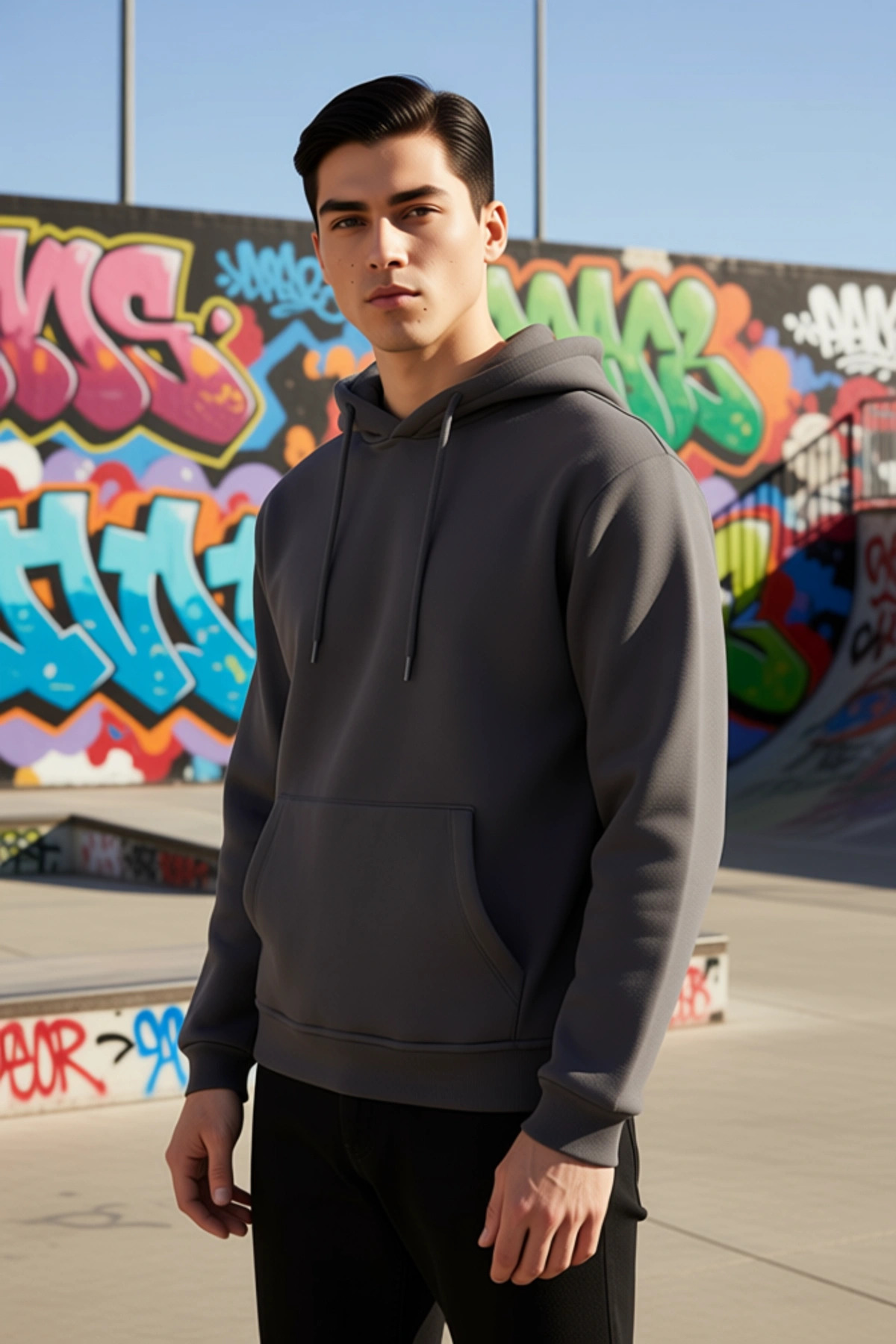 Erkek Kapüşonlu Standart Kol Regular Kalıp Düz Desen Sweatshirt Fonksiyonel Dayanıklı Spor