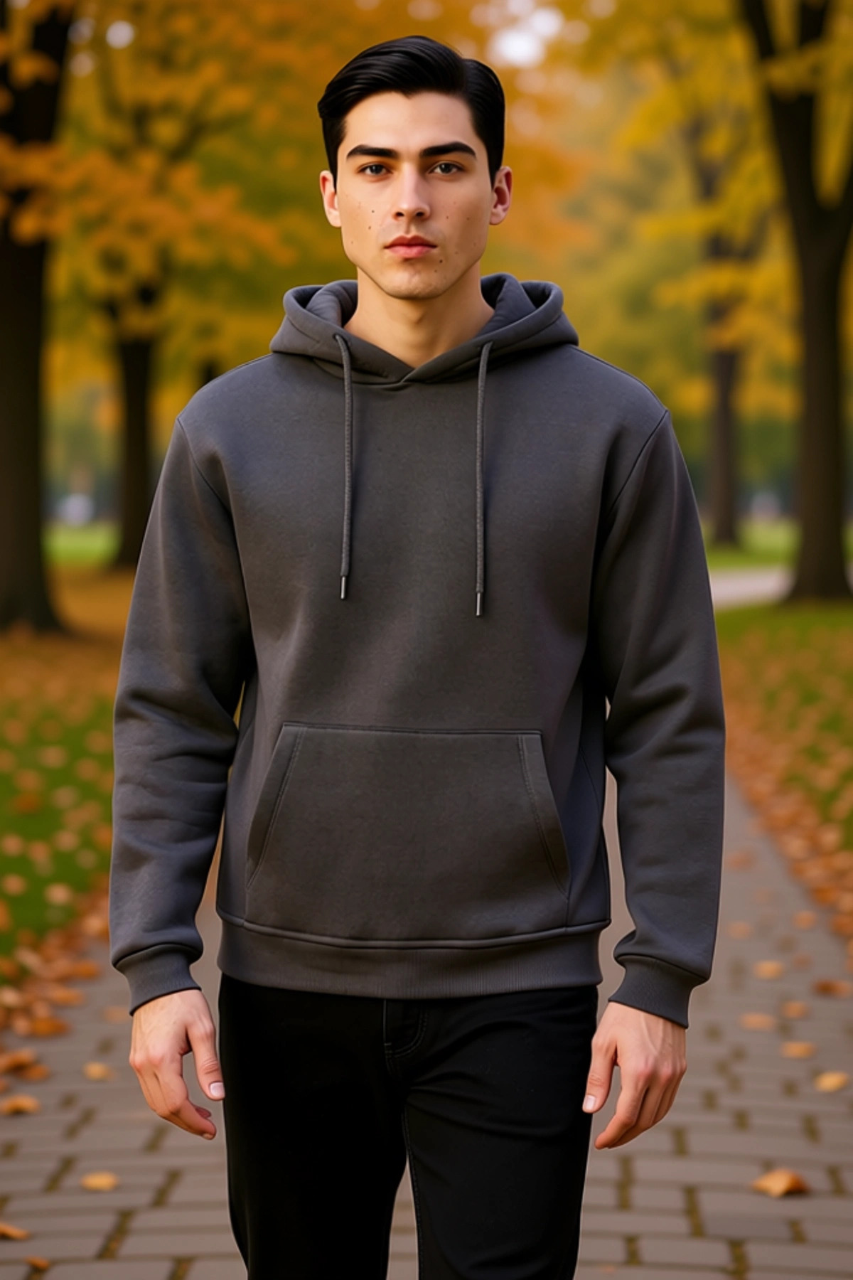 Erkek Kapüşonlu Standart Kol Regular Kalıp Düz Desen Sweatshirt Fonksiyonel Dayanıklı Spor