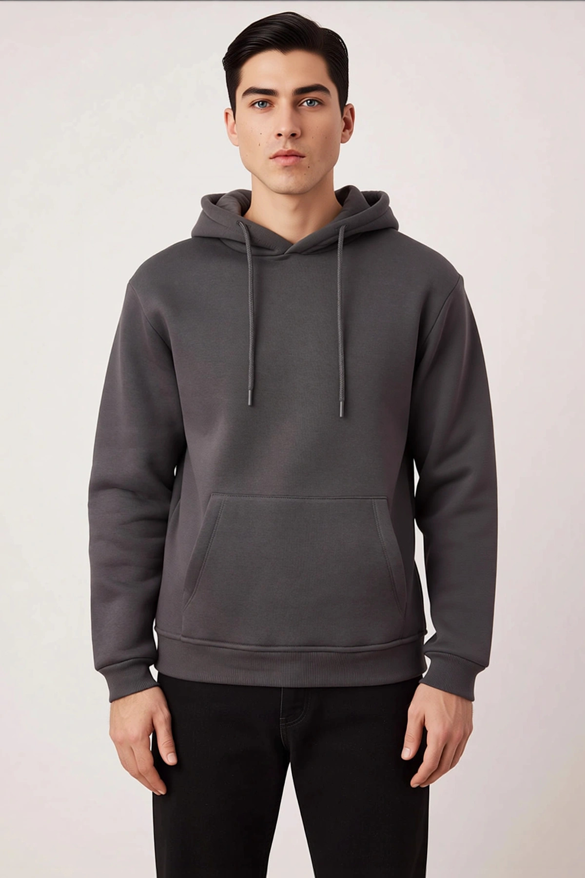 Erkek Kapüşonlu Standart Kol Regular Kalıp Düz Desen Sweatshirt Fonksiyonel Dayanıklı Spor