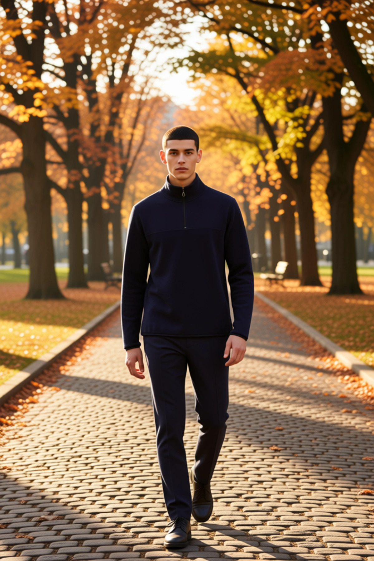 Erkek Dik Yaka Fermuarlı Standart Kol Polar Sweatshirt Fonksiyonel Dayanıklı Kaliteli Spor