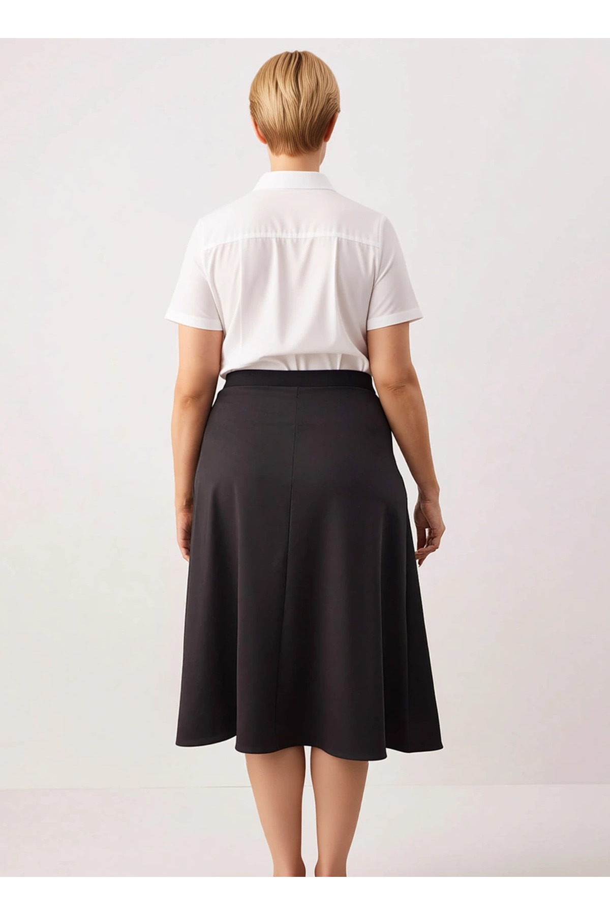 Kadın Düz Örme Midi Etek %93 Polyester %7 Elastan Fonksiyonel Dayanıklı Kaliteli Konforlu Şık
