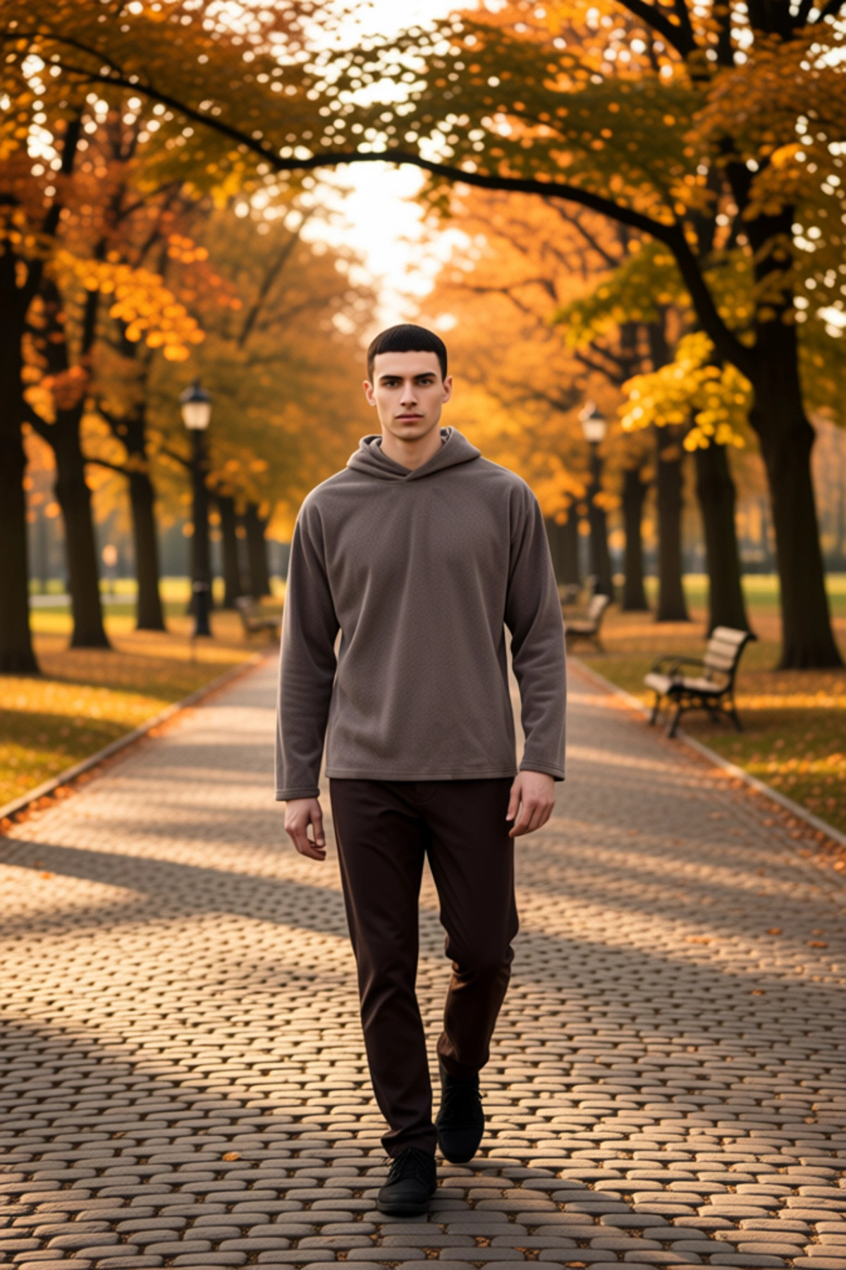 Erkek Kapüşonlu Standart Kol Fitilli Kadife Oversize Kalıp Sweatshirt Fonksiyonel Kaliteli
