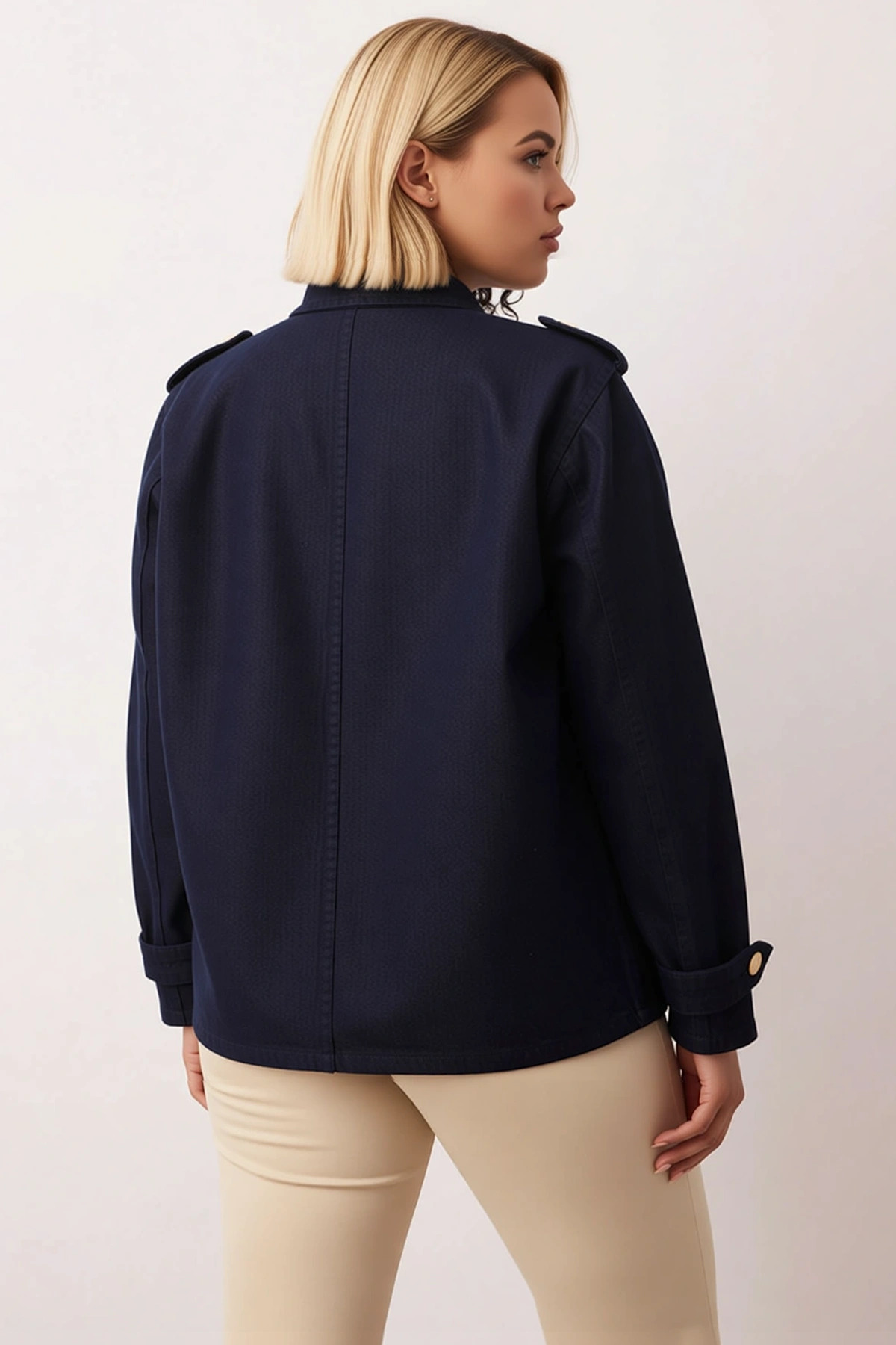 Kadın Gömlek Yaka Düz Oversize %100 Pamuk Denim Ceket Fonksiyonel Dayanıklı Kaliteli Rahat