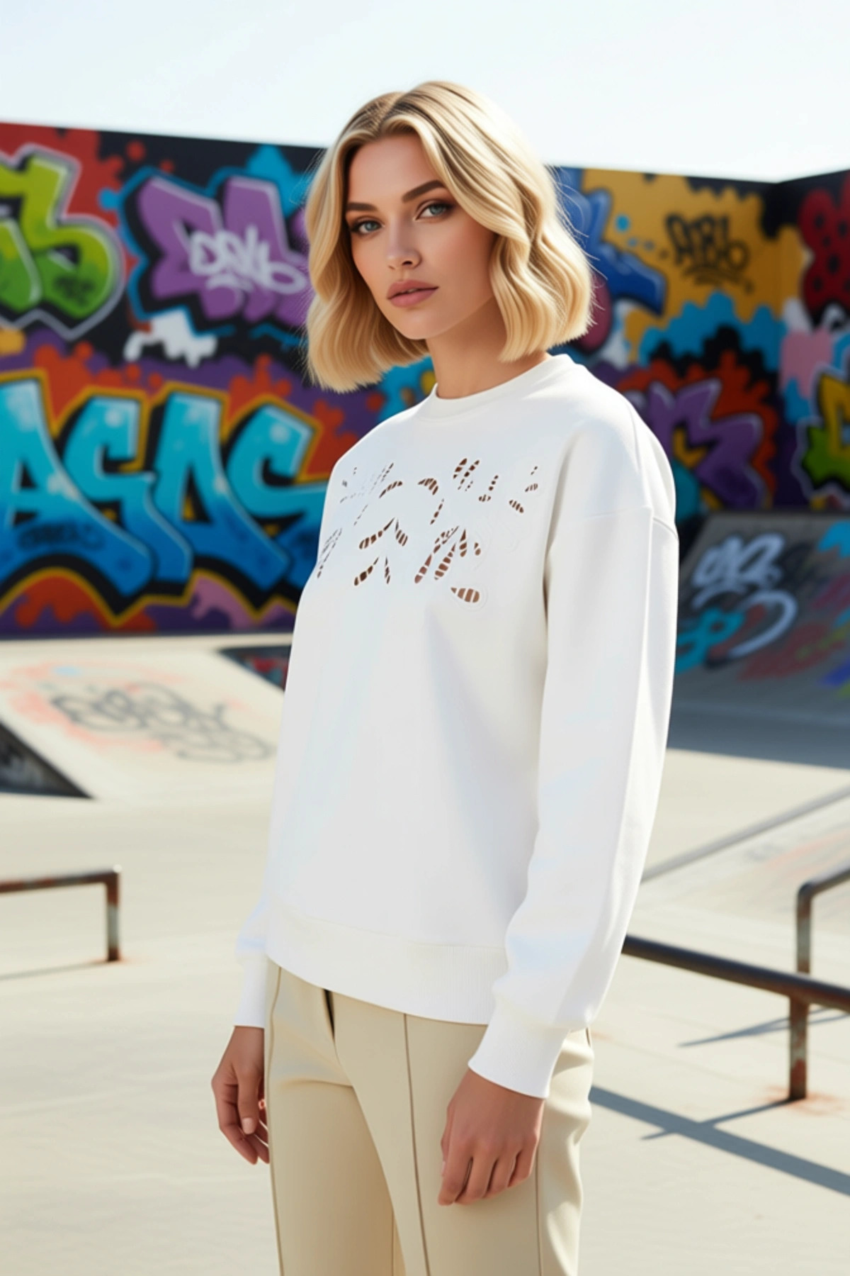 Kadın Bisiklet Yaka Standart Kol Regular Kalıp Örme Sweatshirt Fonksiyonel Dayanıklı Rahat