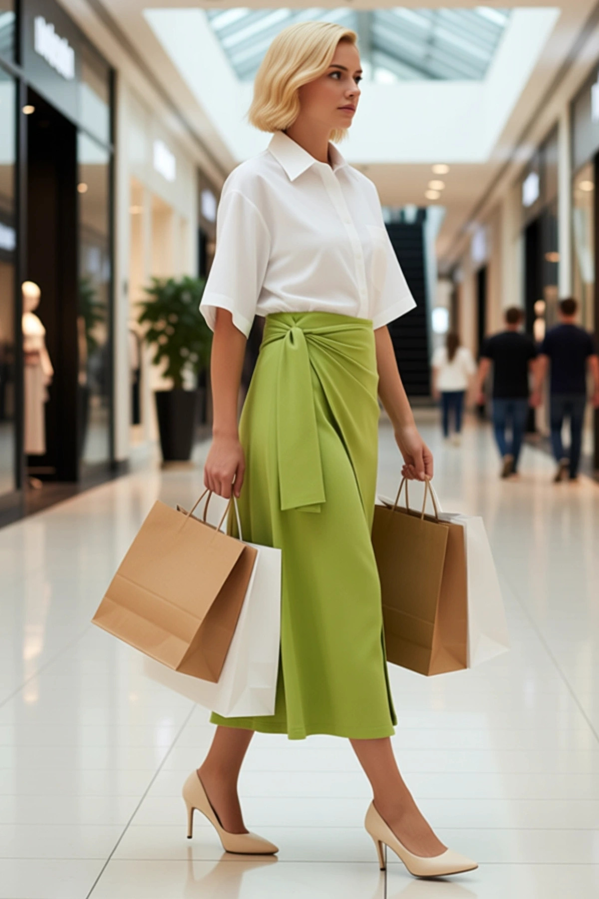 Kadın Anvelop Maxi Etek Düz Desen Keten Görünümlü %58 Polyester %30 Pamuk %12 Viskoz Rahat