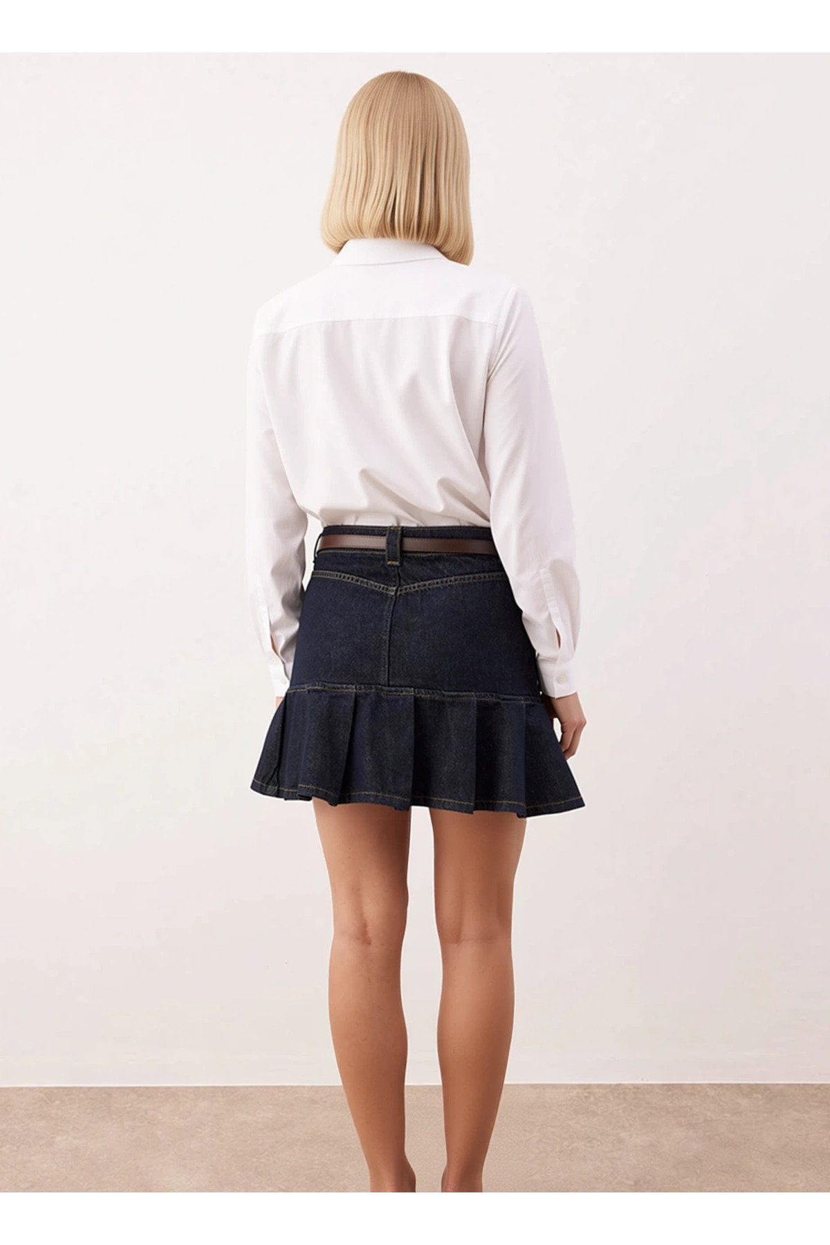 Kadın %100 Pamuk Mini Pileli Denim Etek Fonksiyonel Dayanıklı Kaliteli Konforlu Estetik Şık