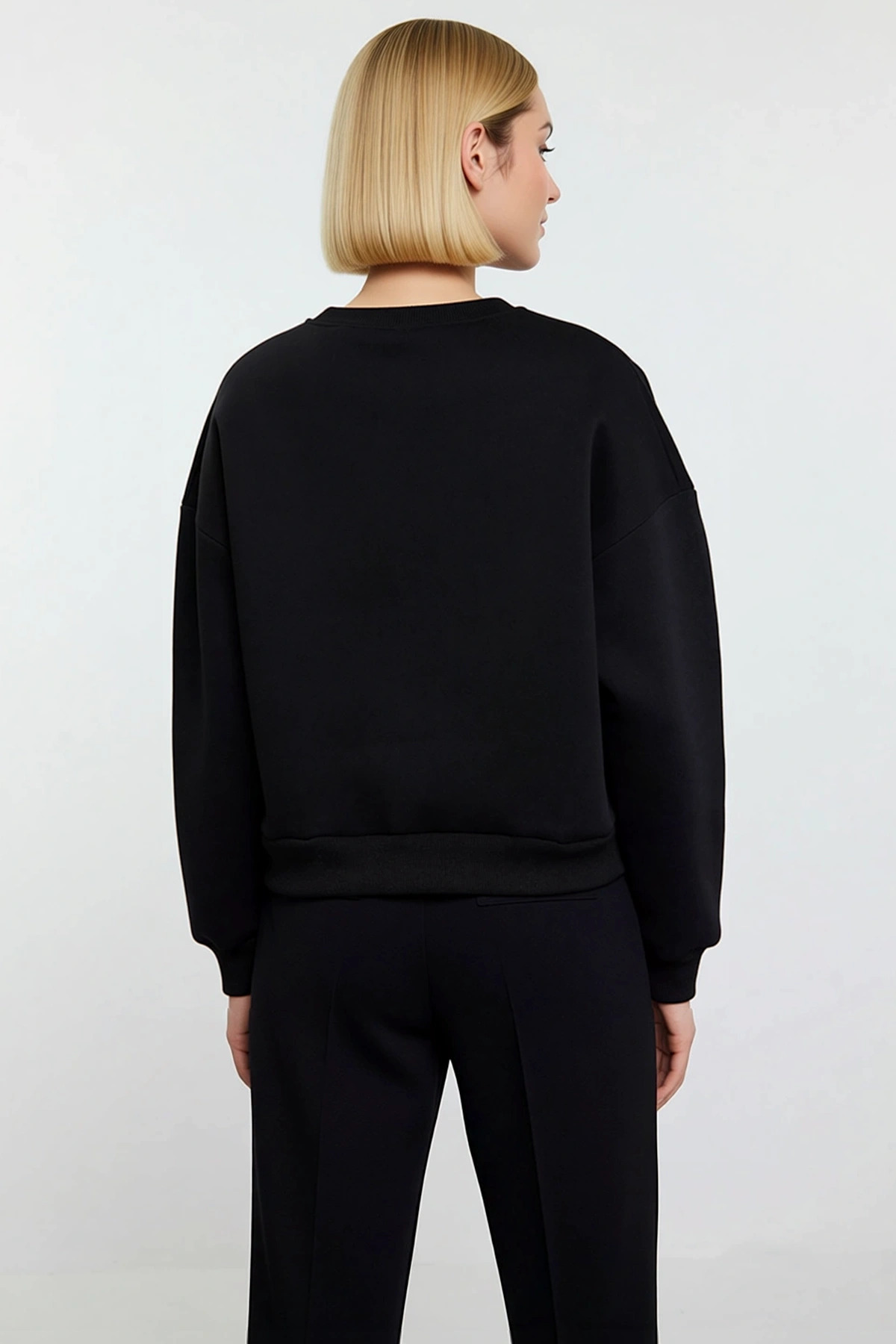 Kadın Bisiklet Yaka Düşük Kol %95 Pamuk %5 Polyester Baskılı Sweatshirt Fonksiyonel Modern