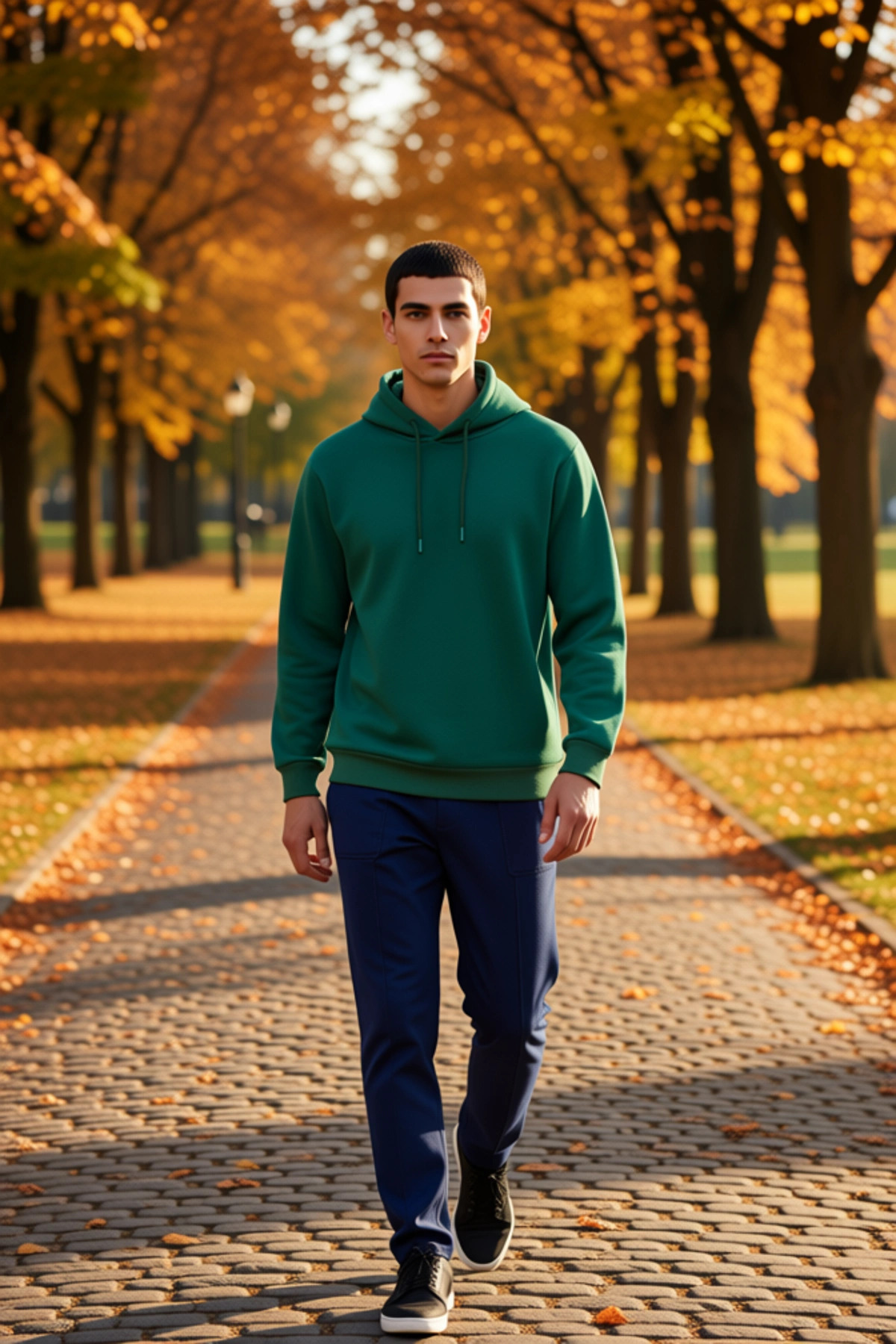 Erkek Kapüşonlu Standart Kol Regular Kalıp 3 İplik Penye Şardonlu Sweatshirt Fonksiyonel Şık