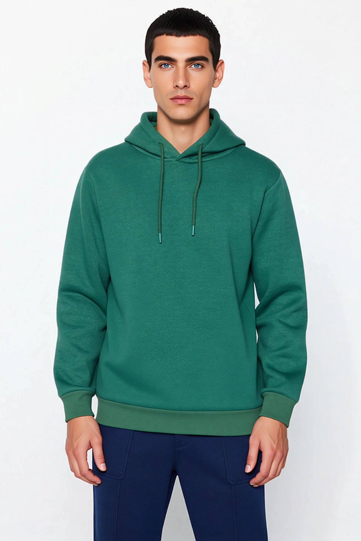 Erkek Kapüşonlu Standart Kol Regular Kalıp 3 İplik Penye Şardonlu Sweatshirt Fonksiyonel Şık