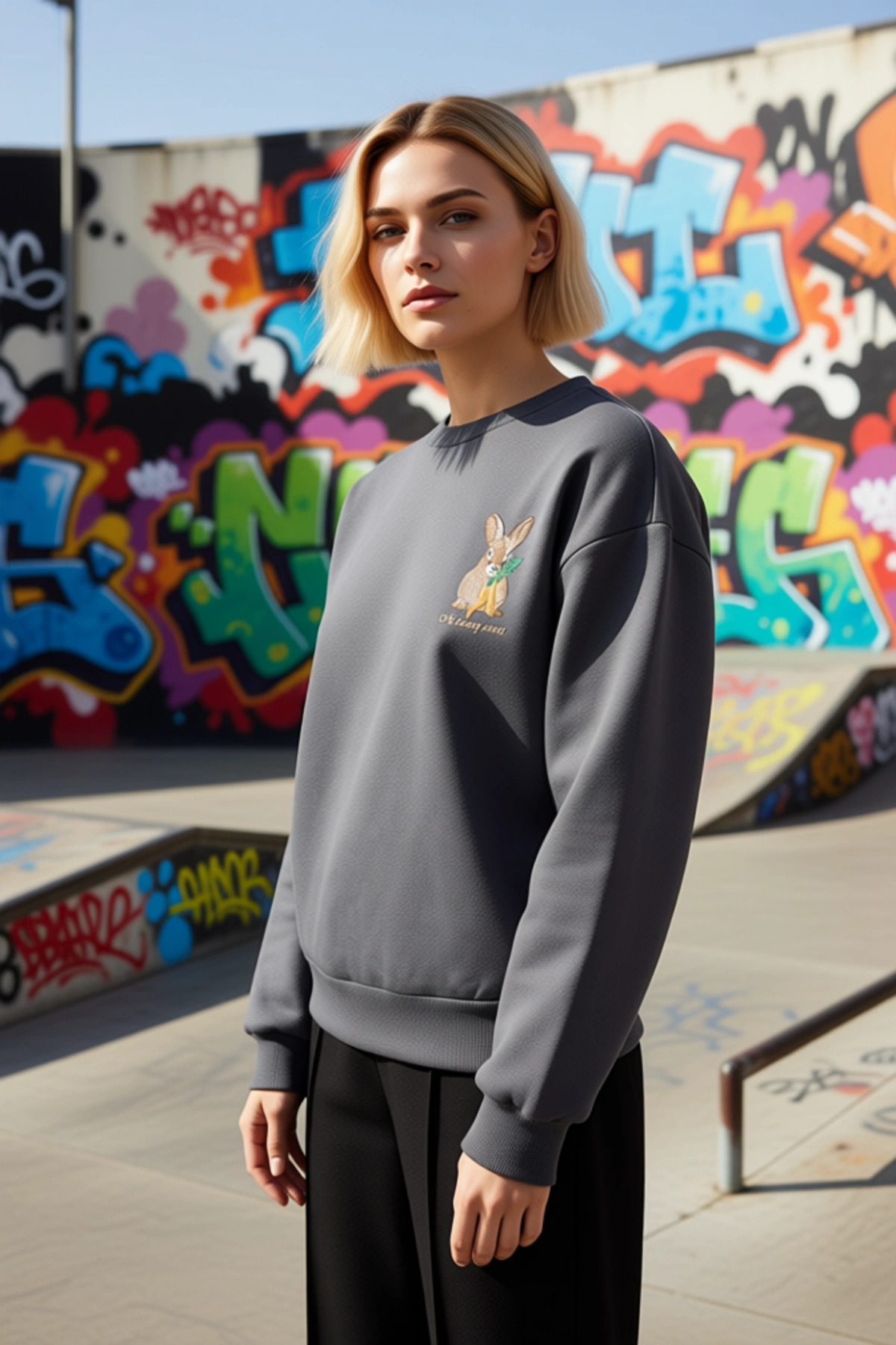 Kadın Bisiklet Yaka Düşük Kol Nakışlı Regular Kalıp Örme Sweatshirt Fonksiyonel Dayanıklı Şık