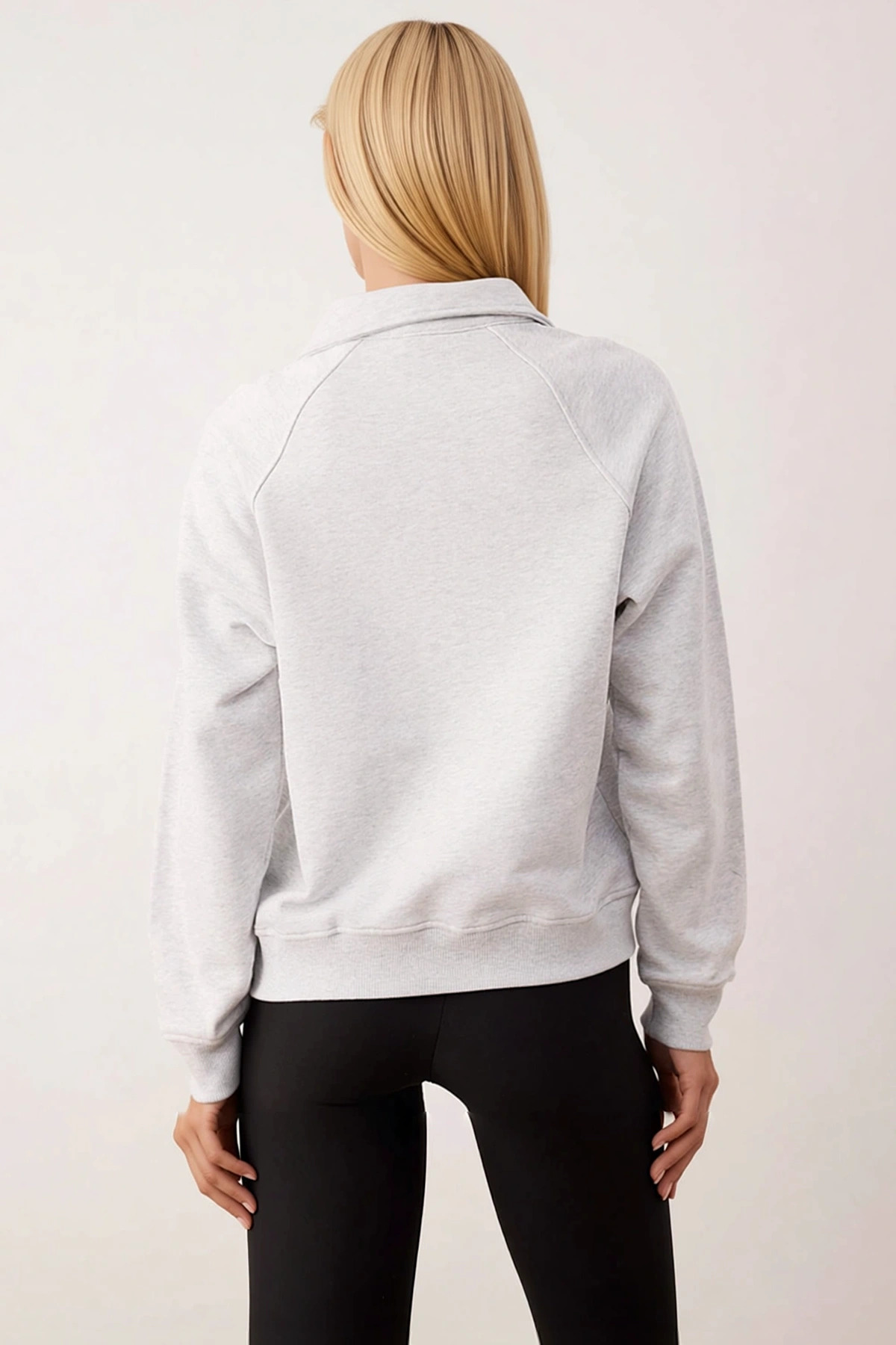 Kadın Polo Yaka Reglan Kol %100 Pamuk Sweatshirt Fonksiyonel Dayanıklı Kaliteli Konforlu Şık