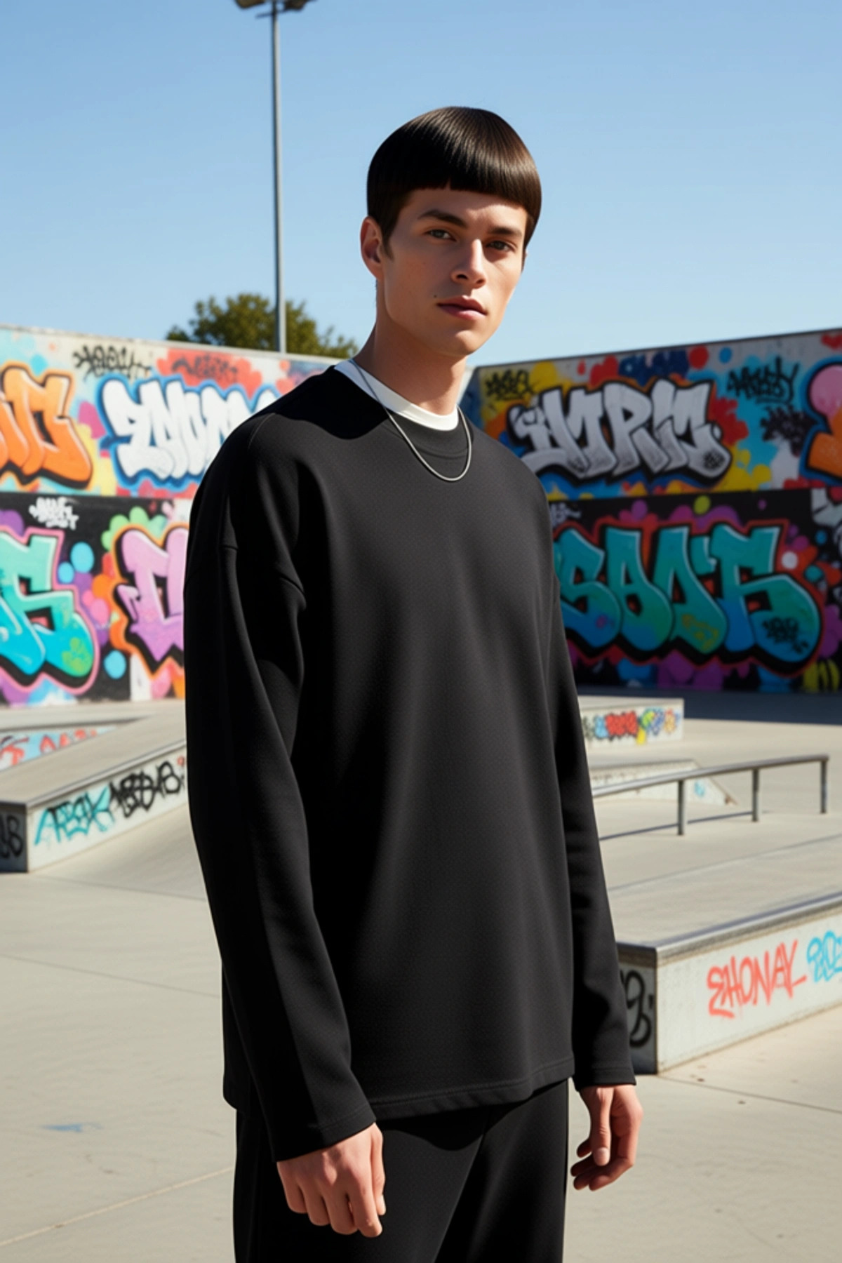 Erkek Bisiklet Yaka Standart Kol Oversize Kalıp Sweatshirt Fonksiyonel Dayanıklı Kaliteli Şık