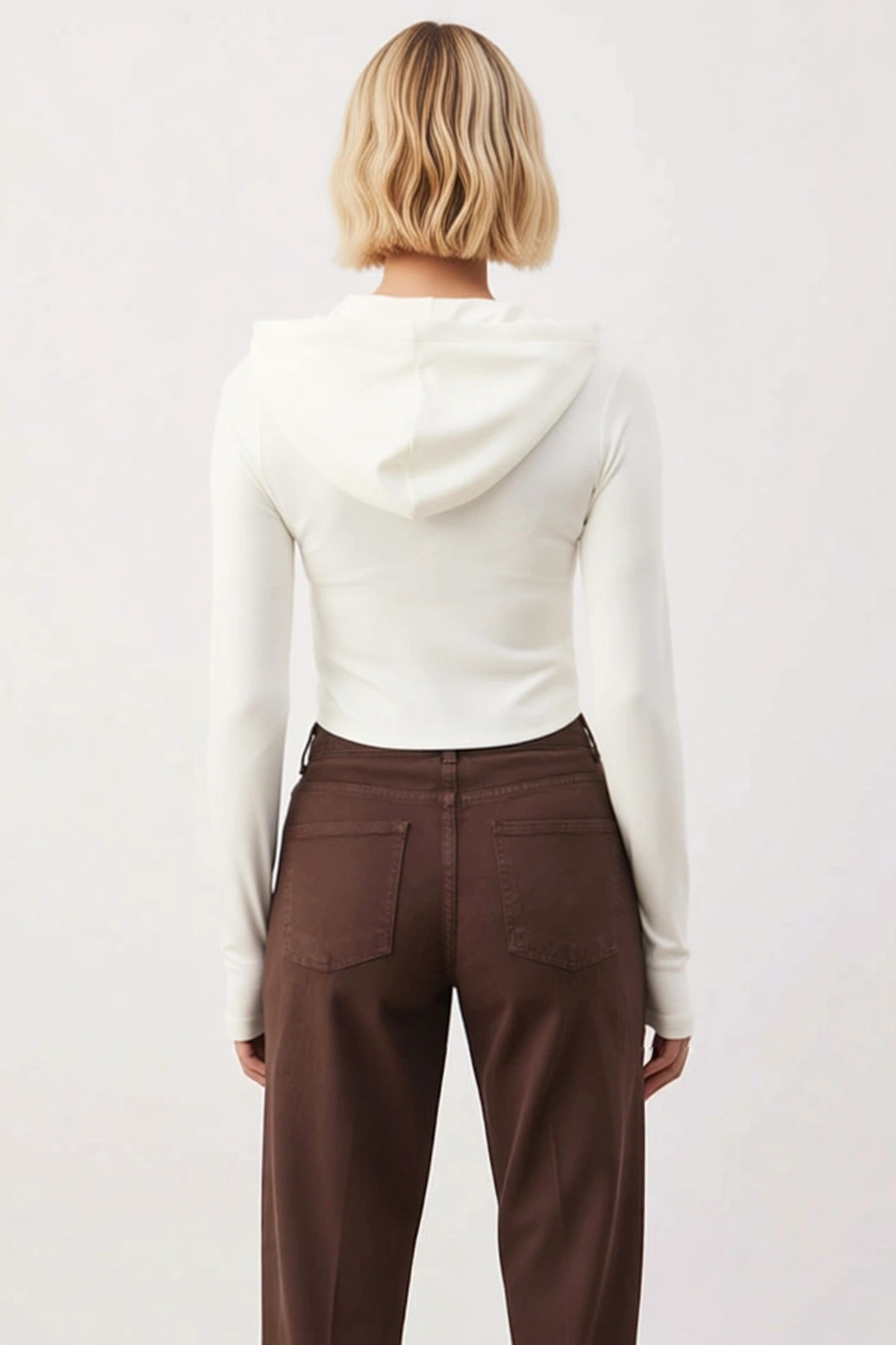 Kadın Kapüşonlu Standart Kol Fermuarlı Örme Sweatshirt Fonksiyonel Dayanıklı Kaliteli Spor