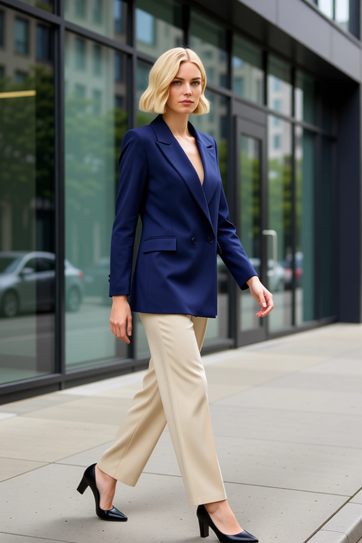 Alternative view of Kadın Regular Kalıp Ceket Yaka Uzun Kol Dokuma Blazer Fonksiyonel Dayanıklı Kaliteli Rahat