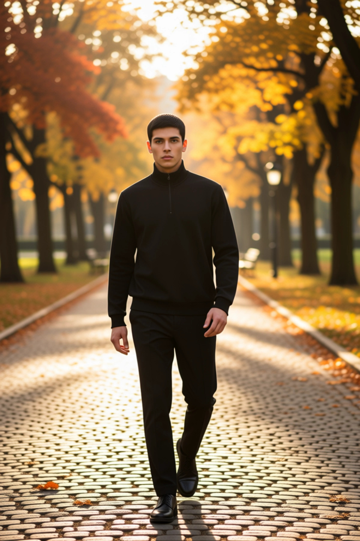 Erkek Dik Yaka Standart Kol Sweatshirt %51 Pamuk %39 Polyester %9 Poliamid %1 Elastan Spor