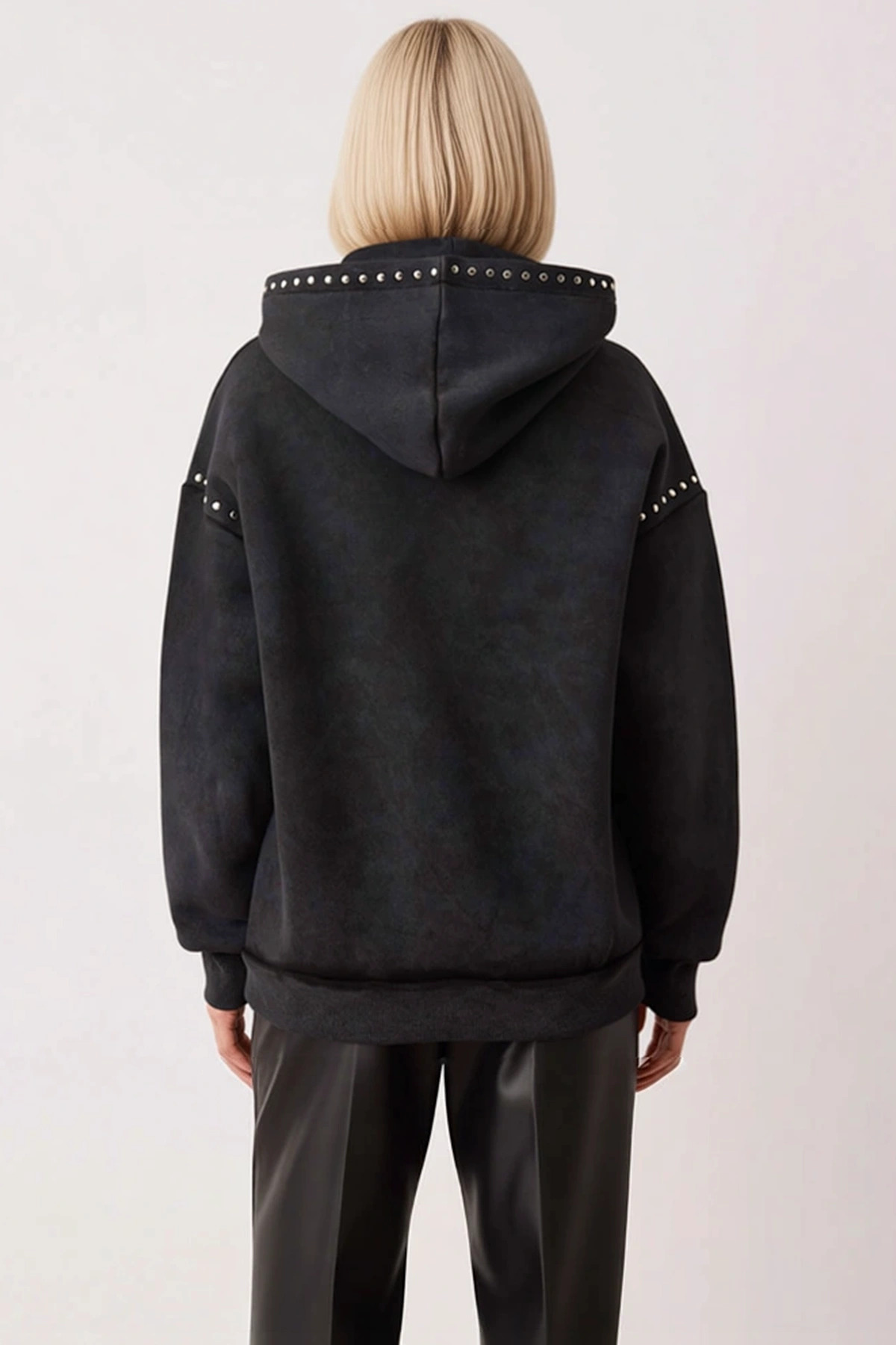 Kadın Kapüşonlu Düşük Kol Örme Sweatshirt Troklu Fonksiyonel Dayanıklı Kaliteli Konforlu Şık
