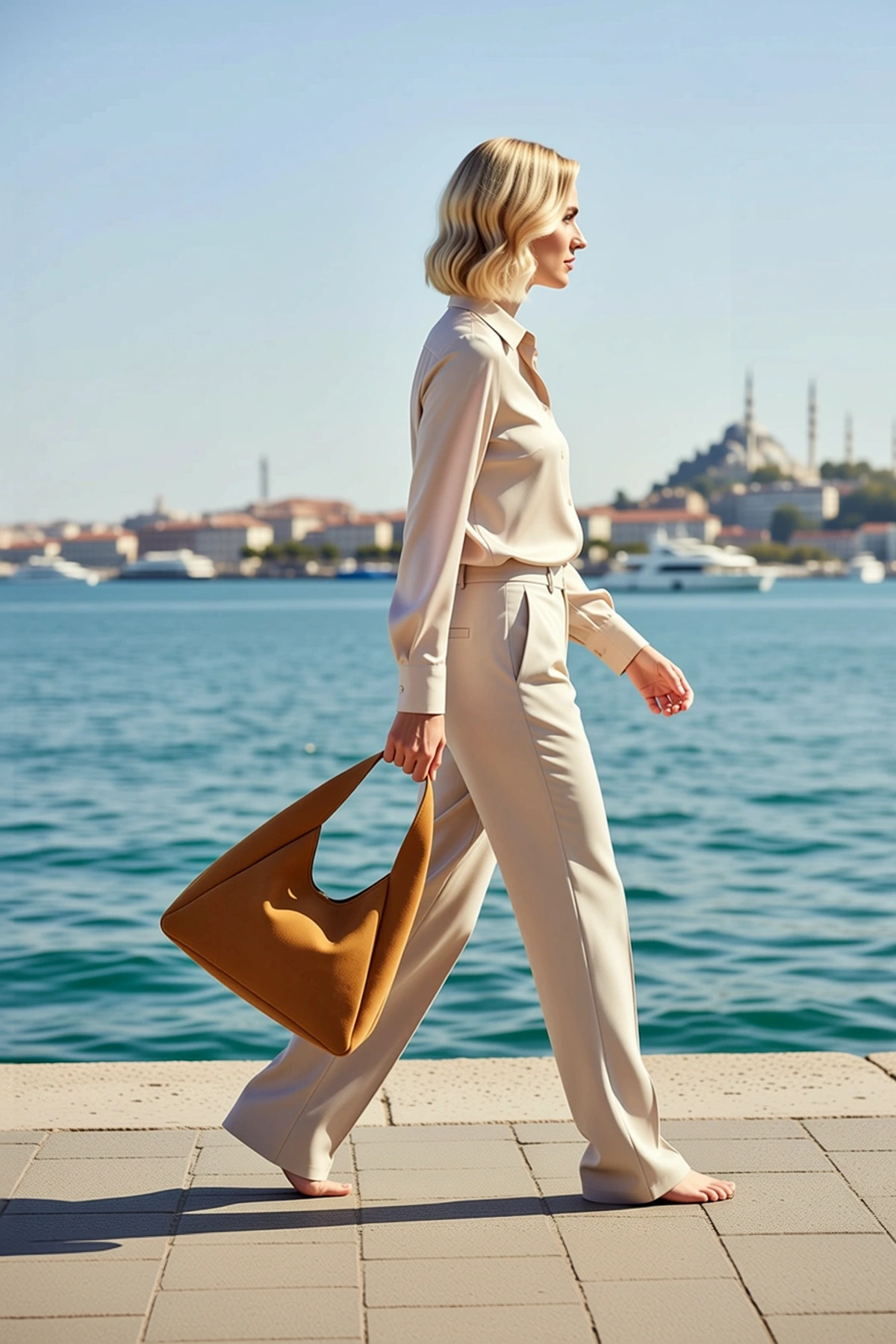 Kadın Oval Omuz Çanta Dokuma Düz Desen Yavrulu Model Tek Askılı Yapı İç Bölmeli Düzenleme Şık