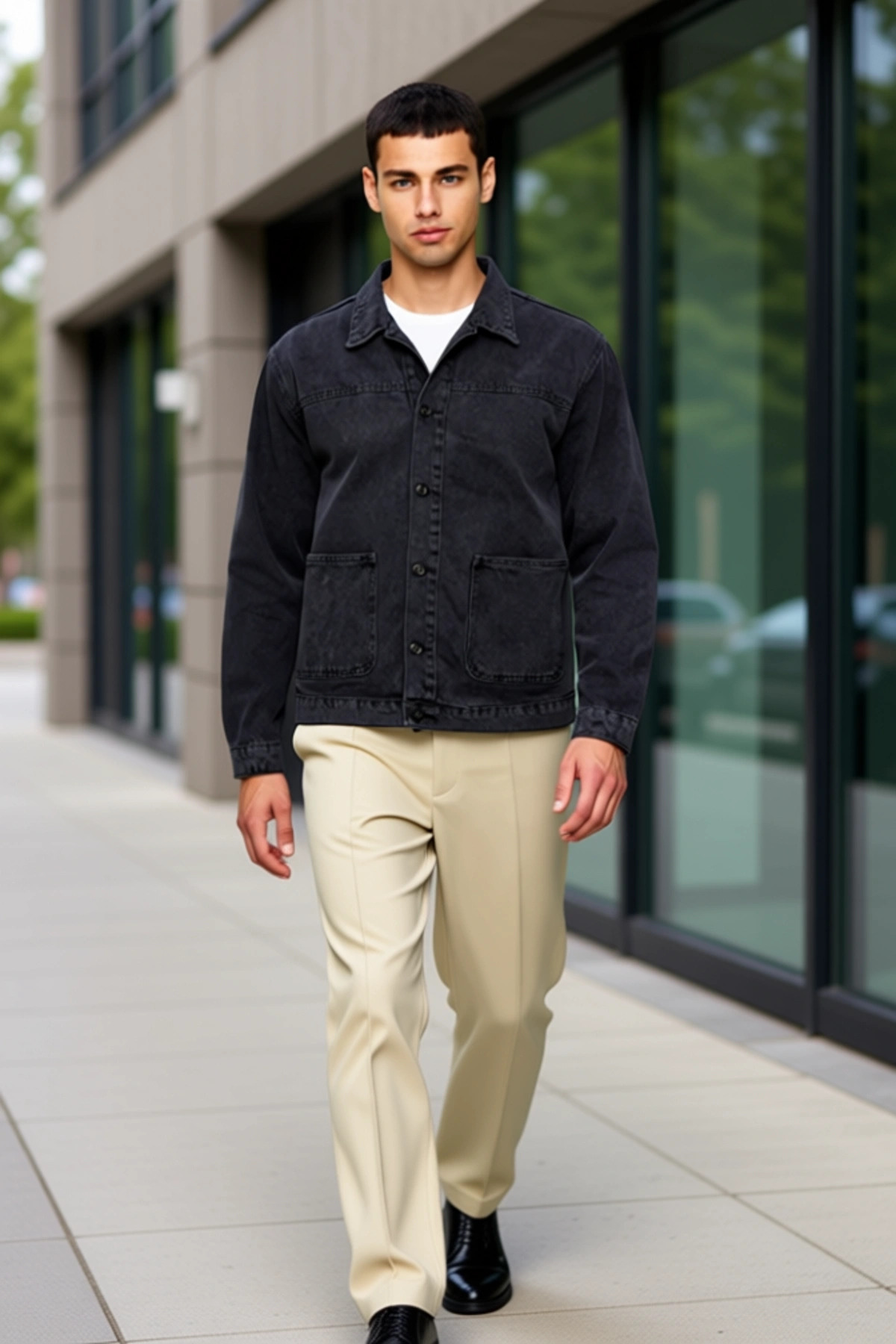 Alternative view of Erkek Gömlek Yaka Standart Kol Düz Desen 0 Pamuk Ceket Fonksiyonel Dayanıklı Kaliteli Şık