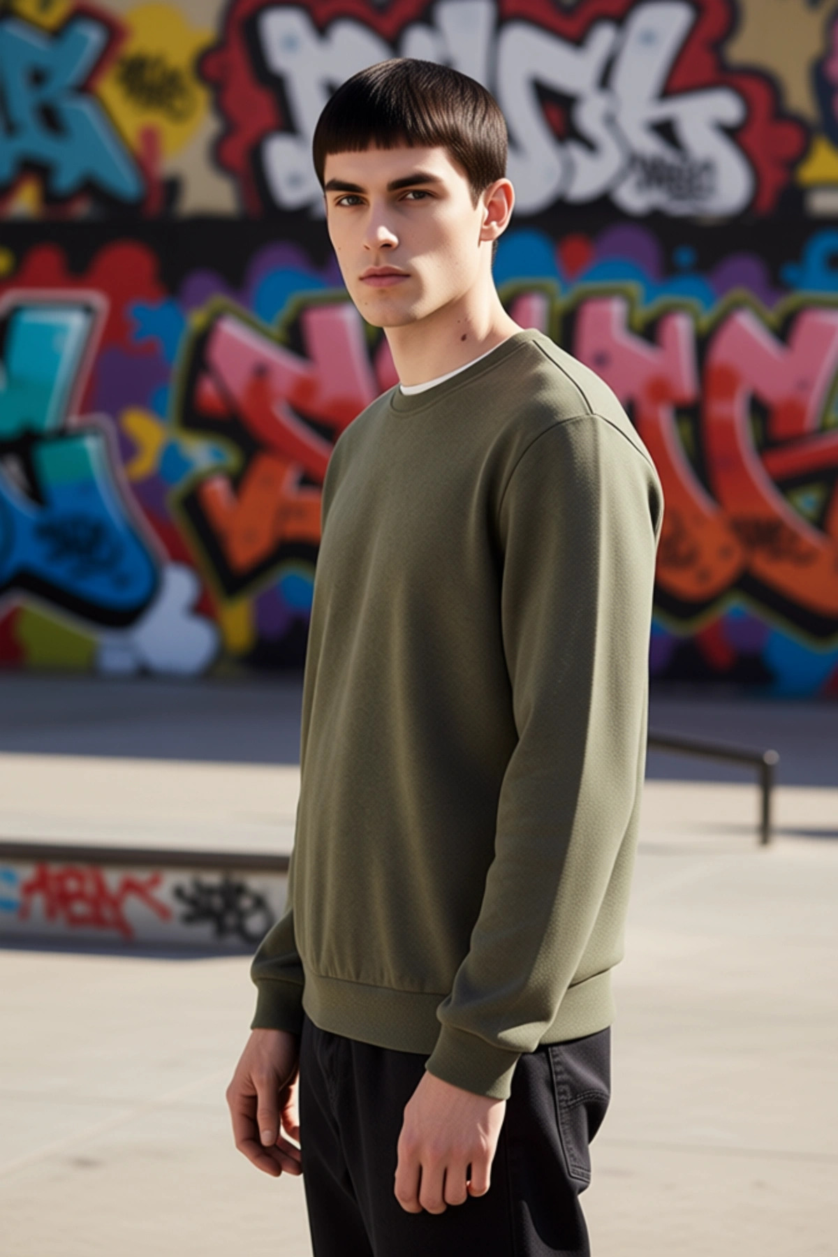 Erkek Bisiklet Yaka Standart Kol Regular Kalıp Sweatshirt Fonksiyonel Dayanıklı Kaliteli Şık