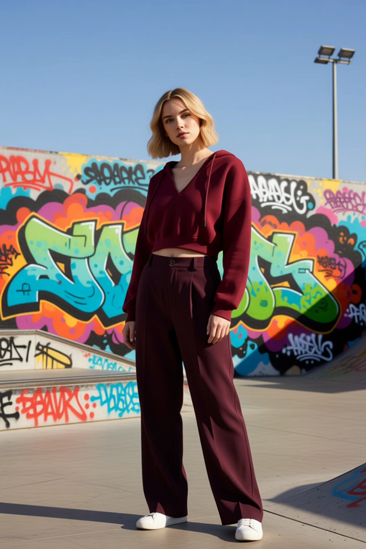 Kadın Kapüşonlu V Yaka Düşük Kol Uzun Kollu Crop Örme Sweatshirt Fonksiyonel Dayanıklı Şık
