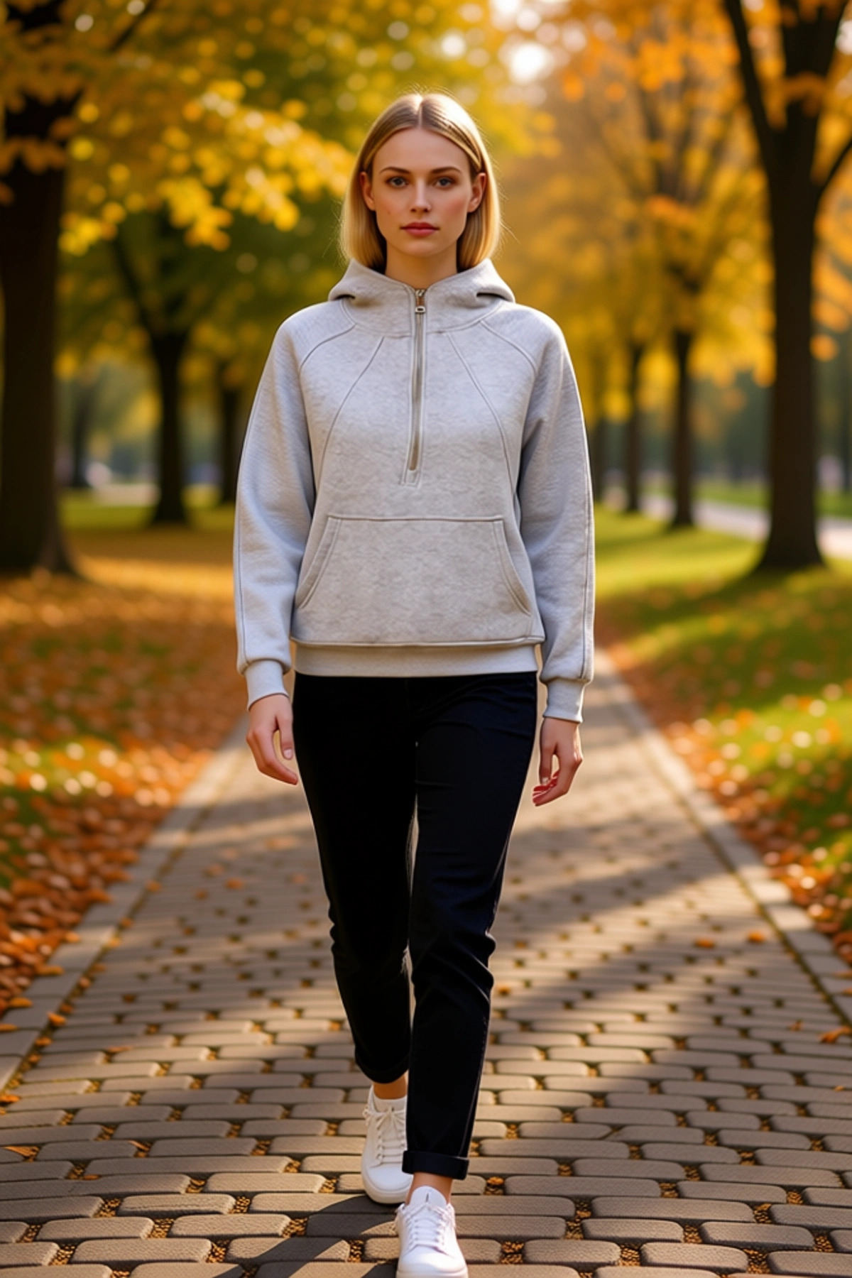 Kadın Kapüşonlu Reglan Kol Yarım Pat Fermuarlı Sweatshirt Fonksiyonel Dayanıklı Kaliteli Şık