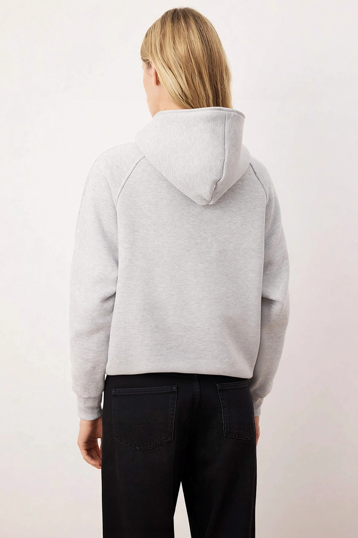 Kadın Kapüşonlu Reglan Kol Yarım Pat Fermuarlı Sweatshirt Fonksiyonel Dayanıklı Kaliteli Şık