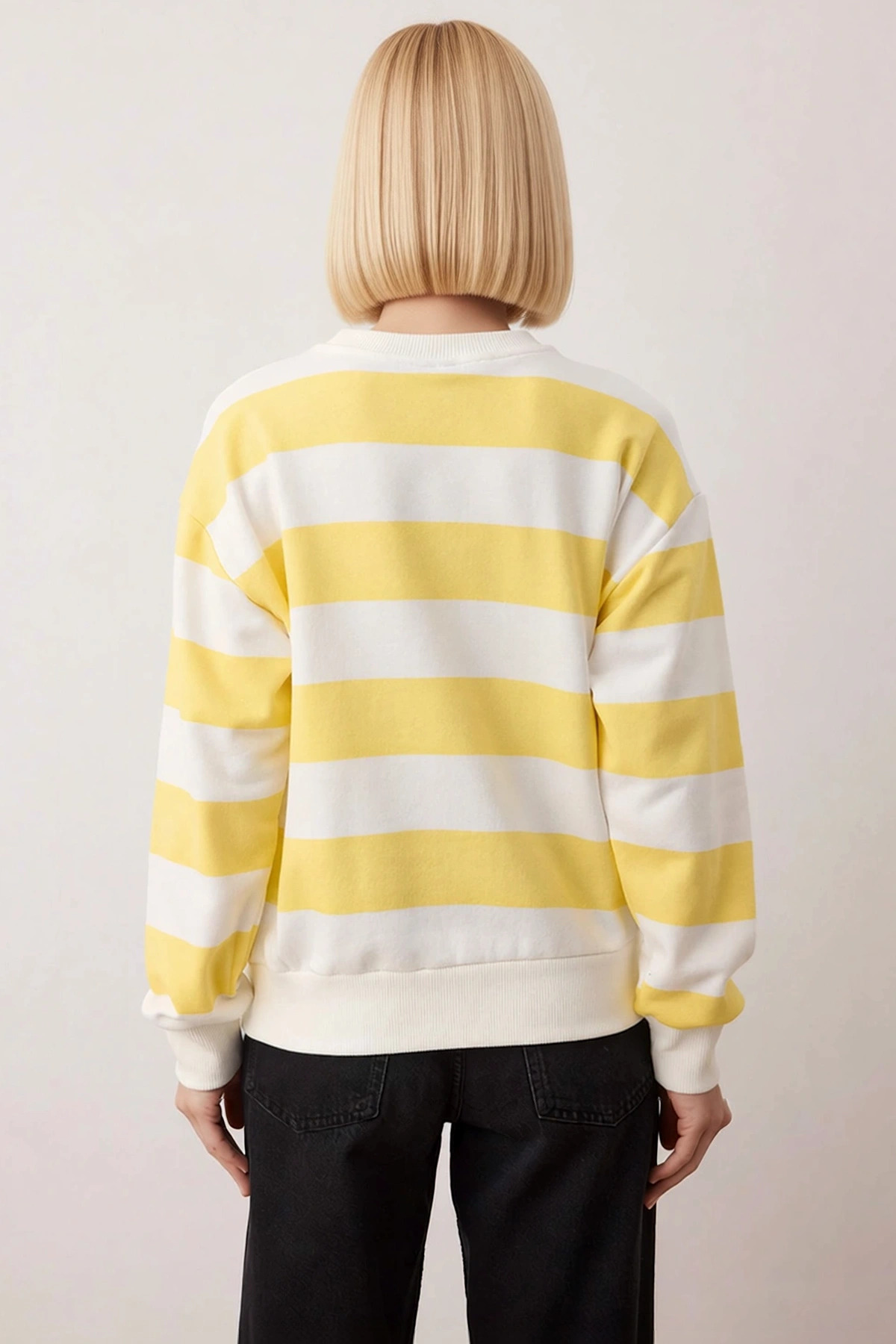 Kadın Bisiklet Yaka Düşük Kol Uzun Kollu Regular Kalıp Örme Sweatshirt Fonksiyonel Estetik