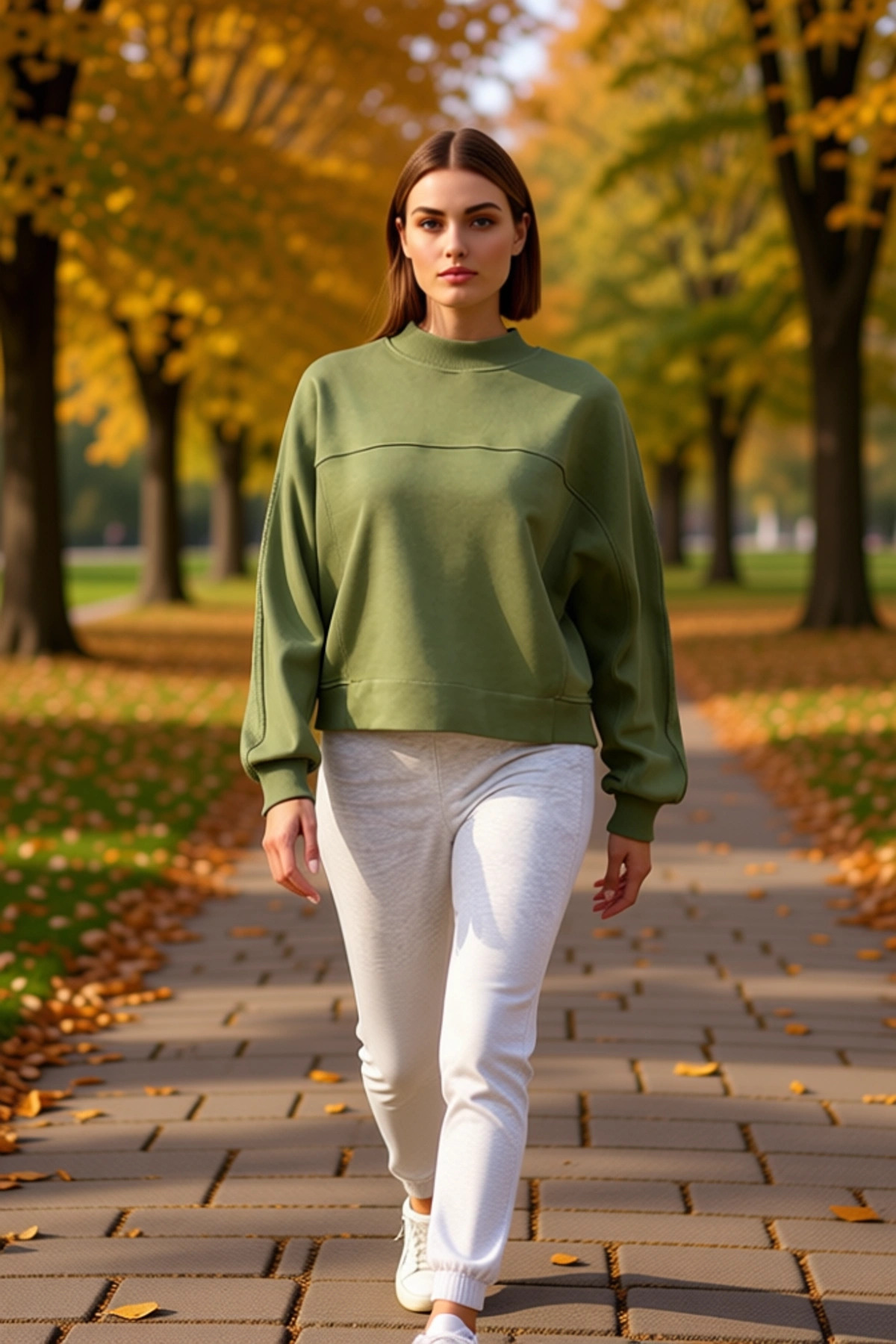 Kadın %100 Pamuk Geniş Kalıp Dik Yaka Düşük Kol Örme Sweatshirt Fonksiyonel Dayanıklı Spor