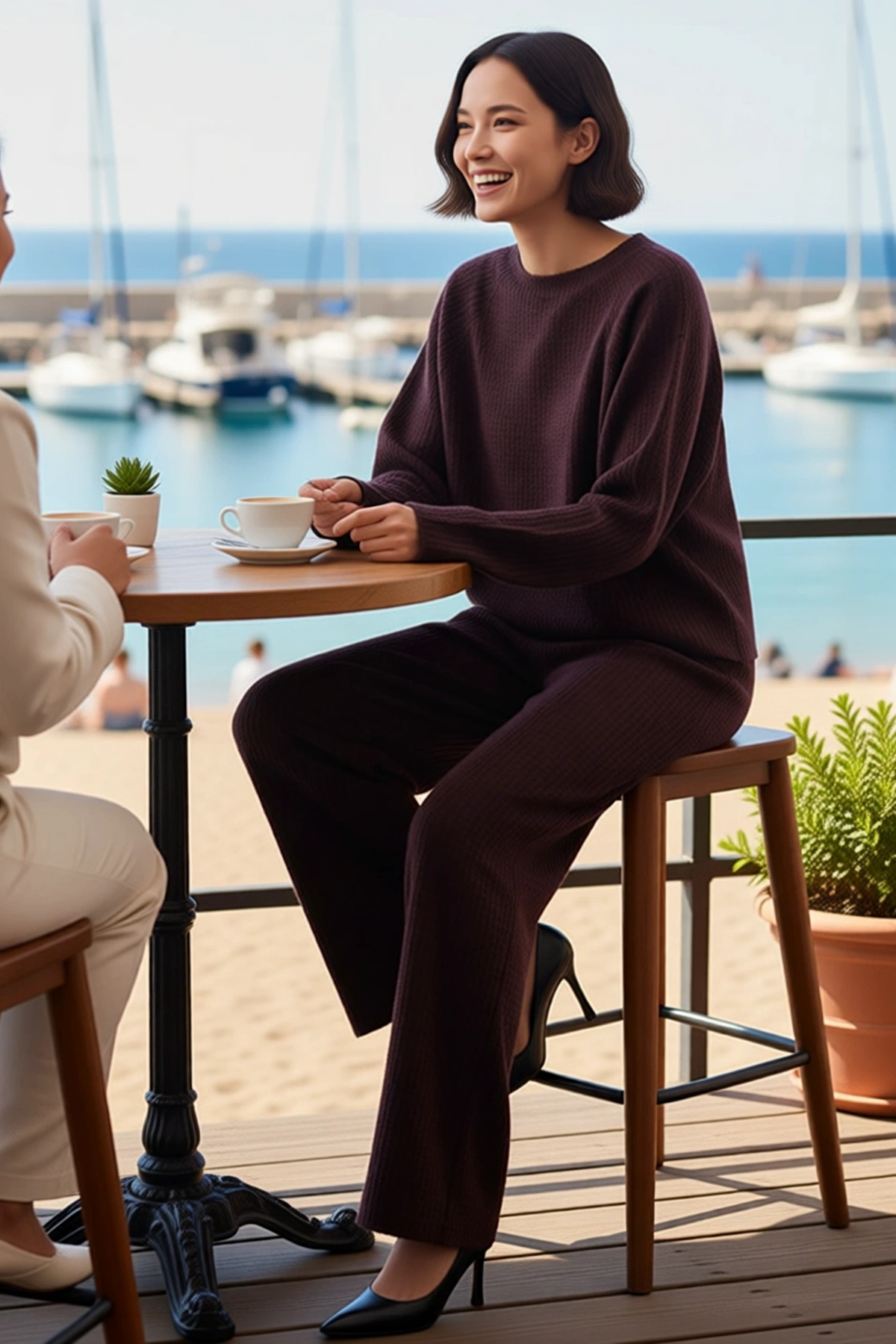 Kadın Büyük Beden Reglan Kollu Bisiklet Yaka Uzun Örme Sweatshirt %100 Pamuk Jakar Dokulu Günlük