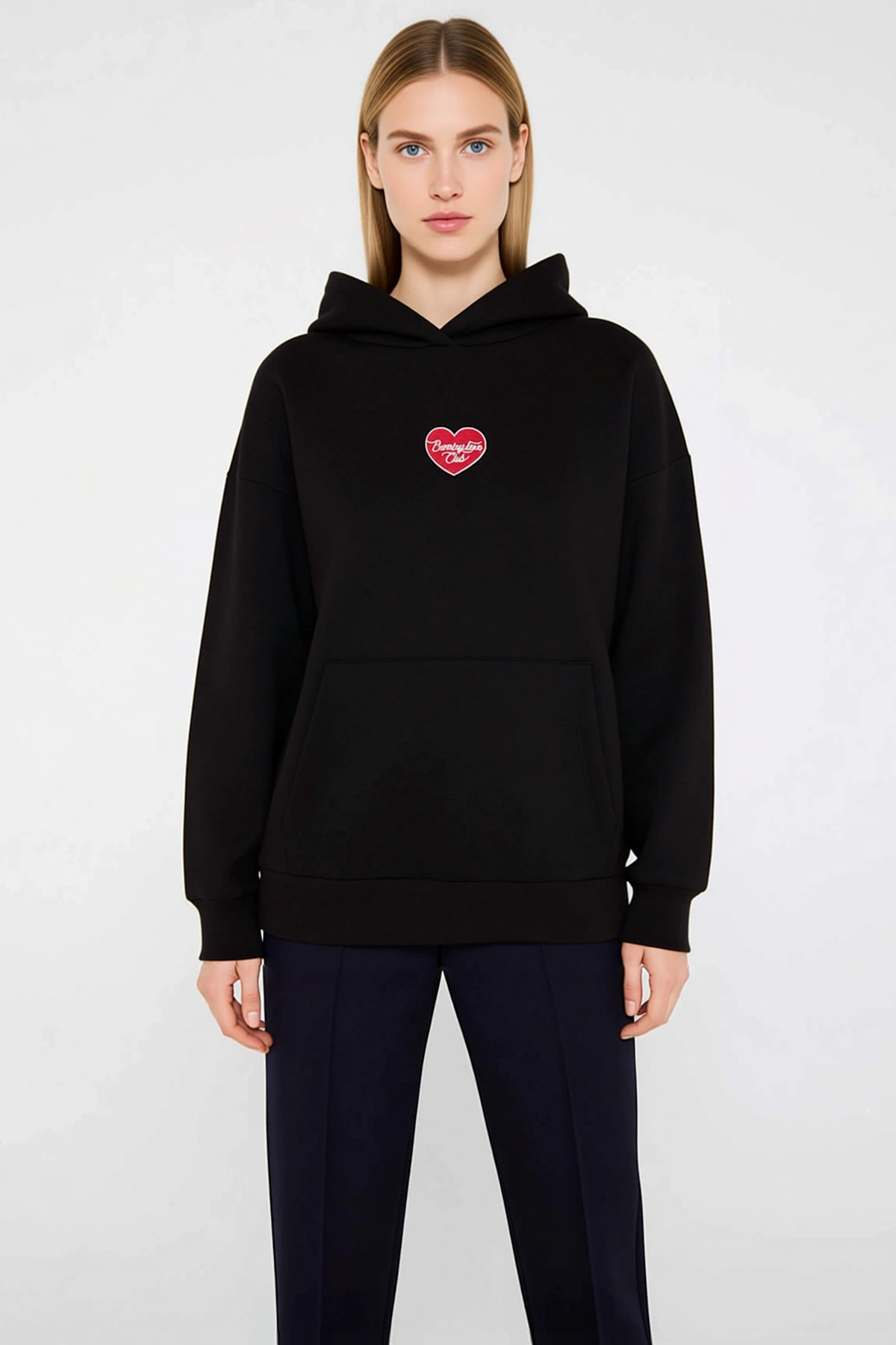 Kadın Kapüşonlu Düşük Kol Oversize Kalıp Örme Sweatshirt Fonksiyonel Dayanıklı Kaliteli Şık
