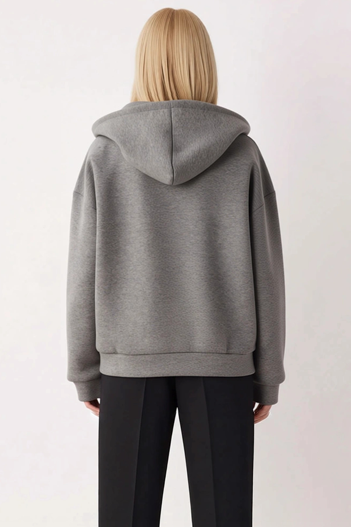 Kadın Kapüşonlu Düşük Kol Fermuarlı Örme Sweatshirt Fonksiyonel Dayanıklı Kaliteli Estetik