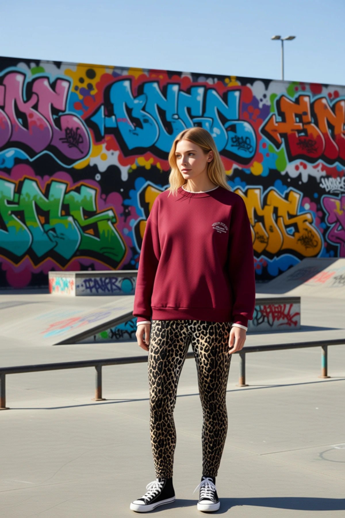 Kadın Bisiklet Yaka Düşük Kol Oversize Kalıp Nakış Detaylı Sweatshirt Fonksiyonel Kaliteli
