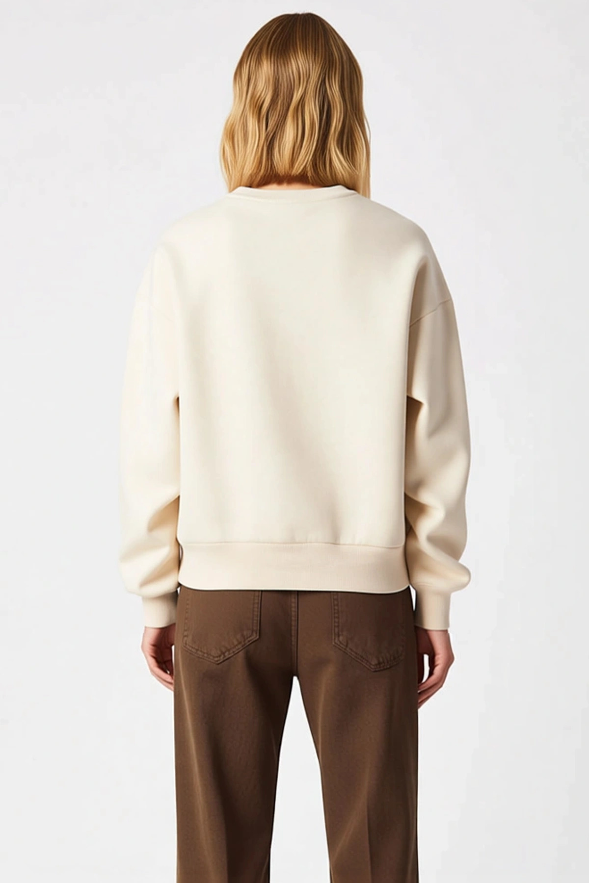 Kadın Bisiklet Yaka Düşük Kol Geniş Kalıp Örme Sweatshirt Fonksiyonel Dayanıklı Kaliteli Şık