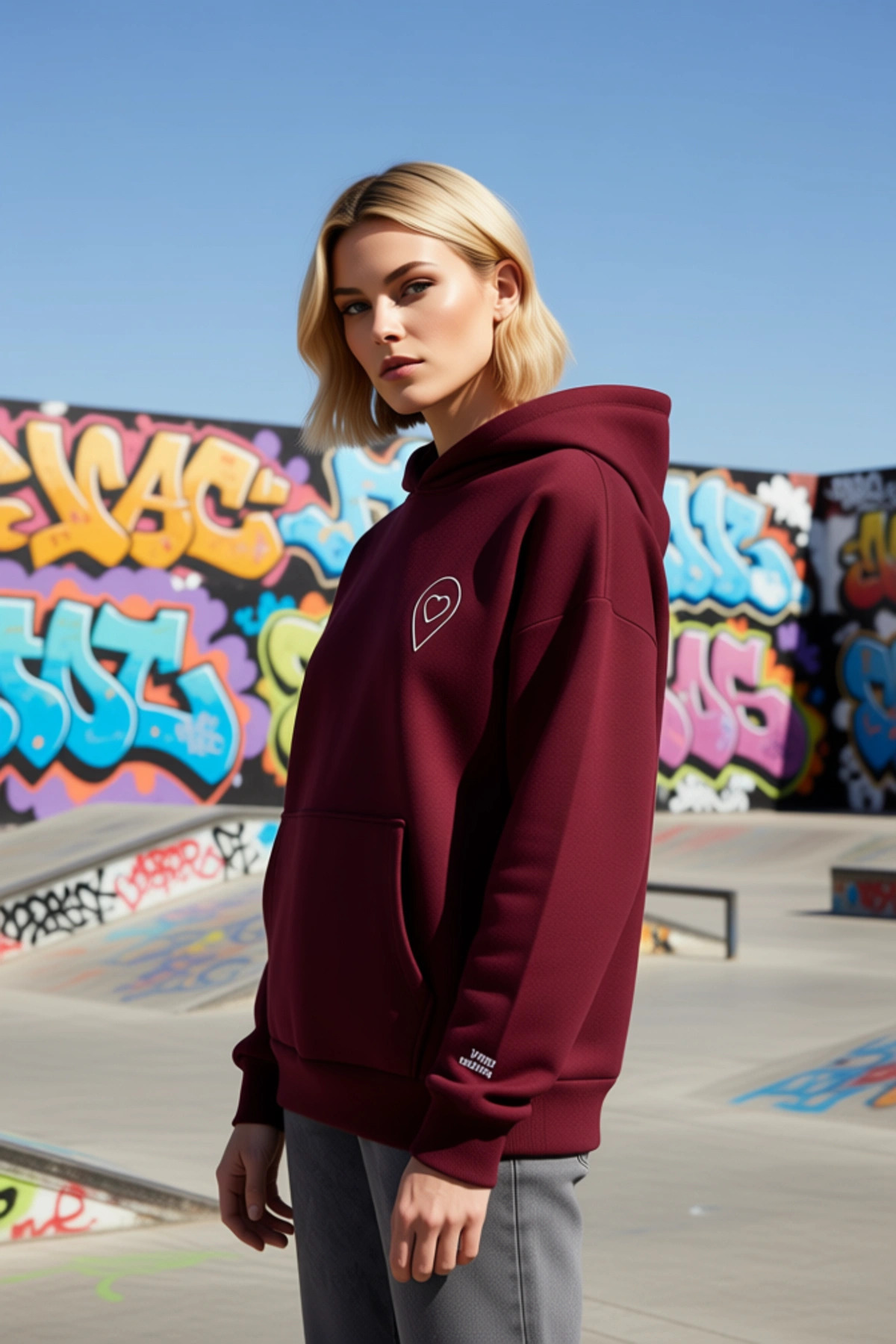 Kadın Bisiklet Yaka Düşük Kol Oversize Slogan Nakışlı Sweatshirt Fonksiyonel Dayanıklı Şık