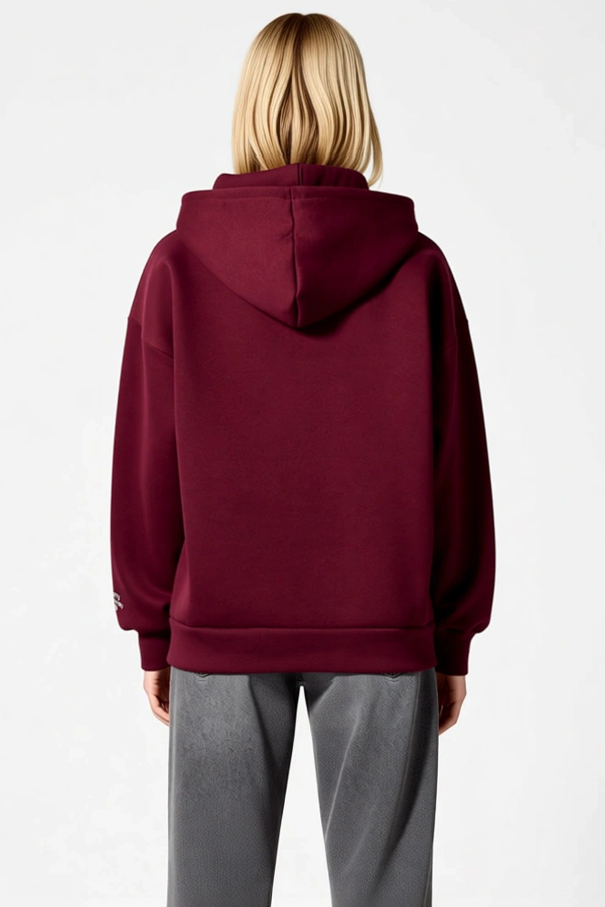 Kadın Bisiklet Yaka Düşük Kol Oversize Slogan Nakışlı Sweatshirt Fonksiyonel Dayanıklı Şık