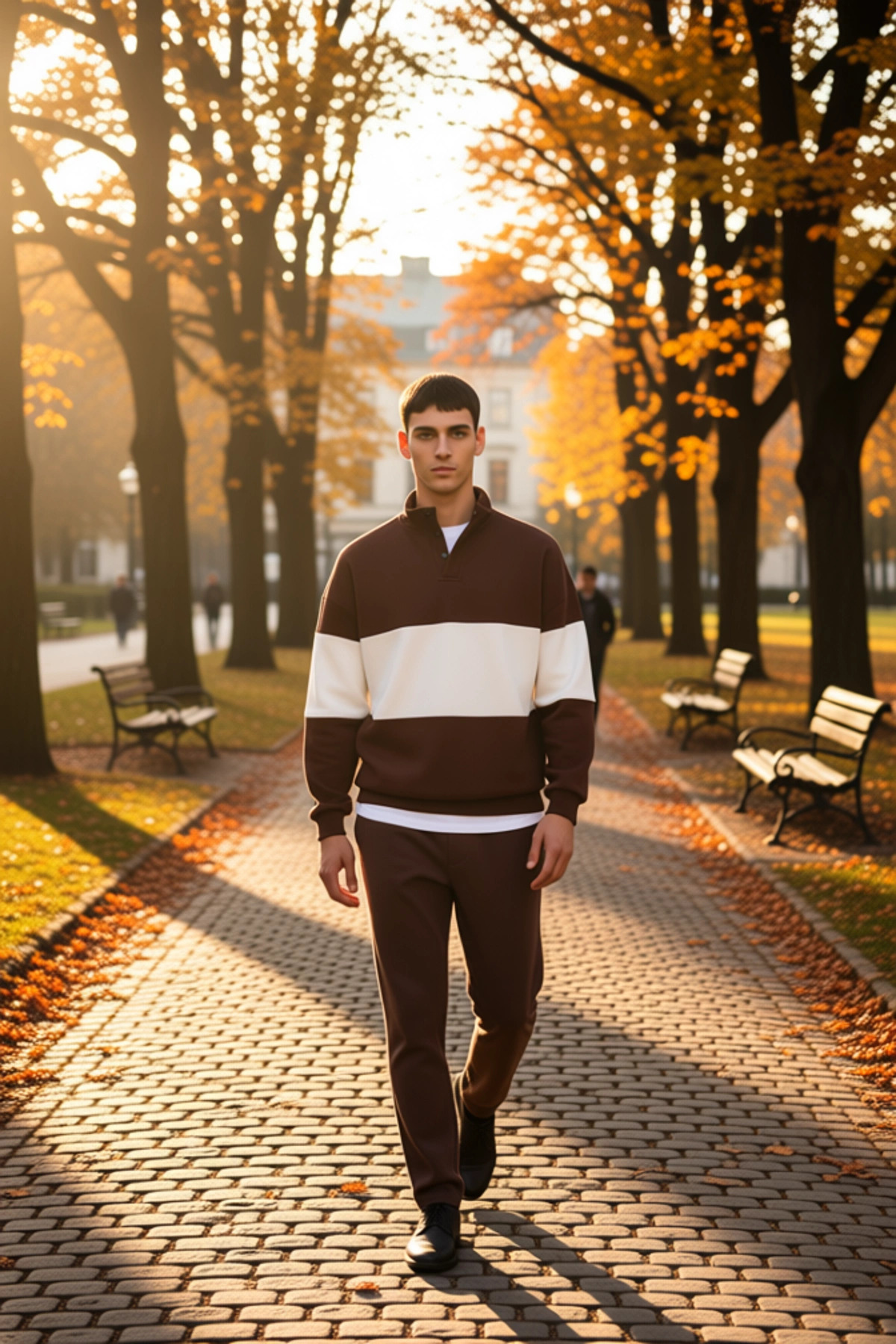Erkek Dik Yaka Standart Kol Renk Bloklu Sweatshirt Fonksiyonel Dayanıklı Kaliteli Konforlu