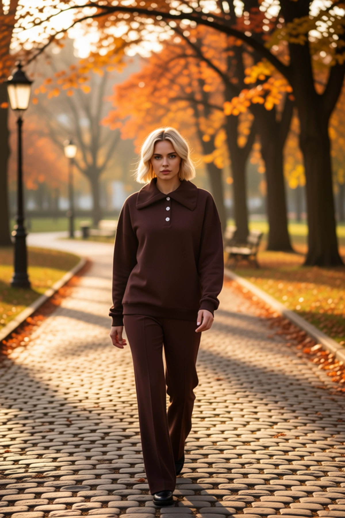 Kadın Polo Yaka Düşük Kol Örme Sweatshirt Fonksiyonel Dayanıklı Kaliteli Konforlu Estetik Şık