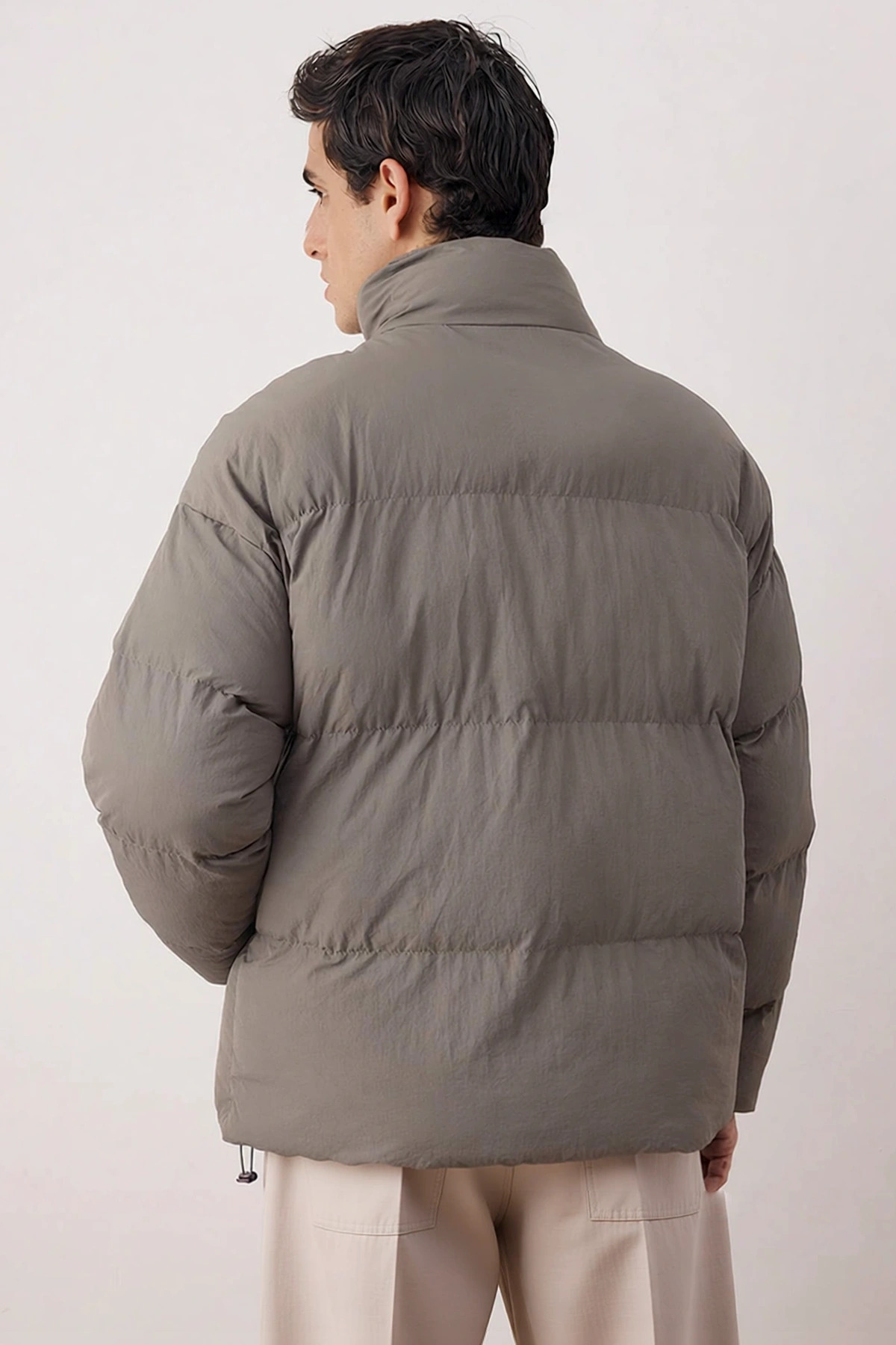 Erkek Oversize Fit Dik Yaka Uzun Kol Fermuarlı Mont Fonksiyonel Dayanıklı Kaliteli Estetik