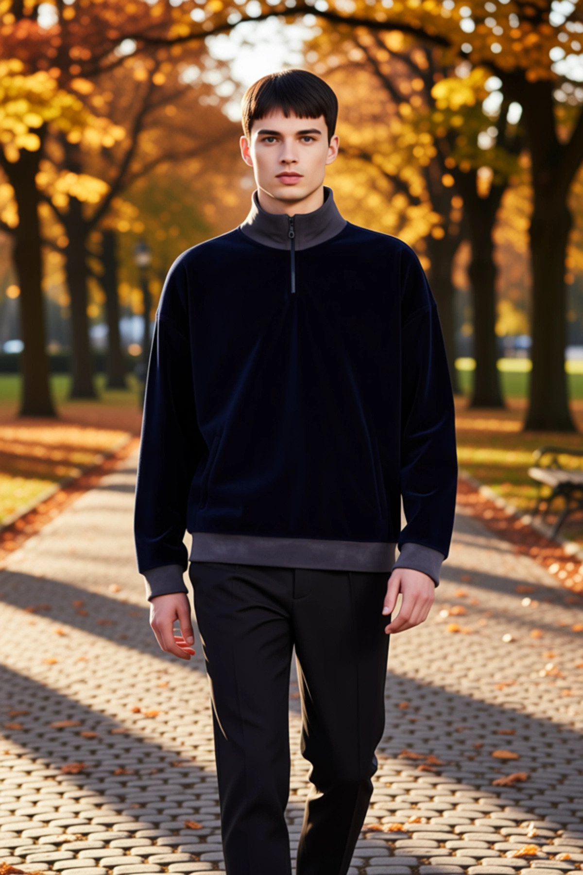 Erkek Dik Yaka Fermuar Detaylı Düşük Kol Polar Sweatshirt Fonksiyonel Dayanıklı Kaliteli Şık