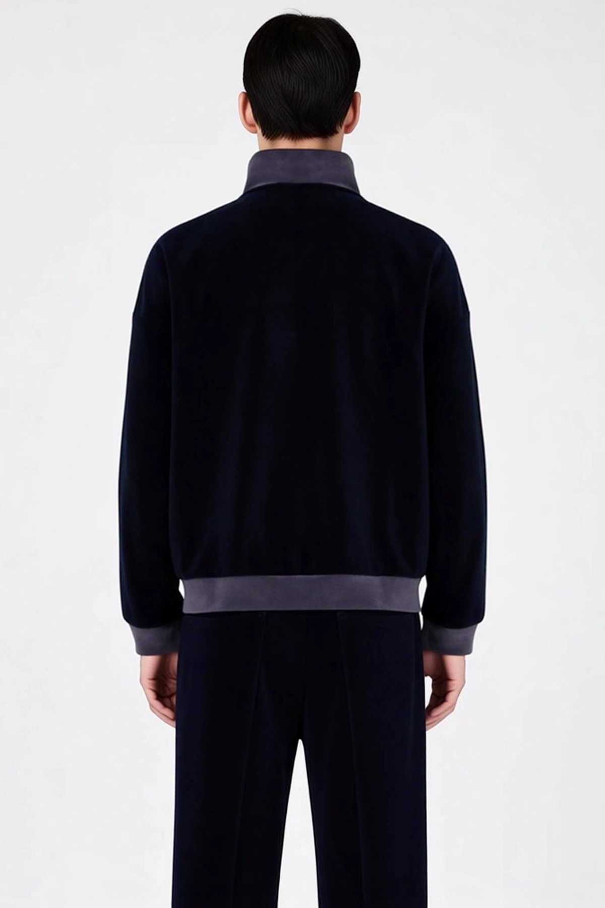 Erkek Dik Yaka Fermuar Detaylı Düşük Kol Polar Sweatshirt Fonksiyonel Dayanıklı Kaliteli Şık