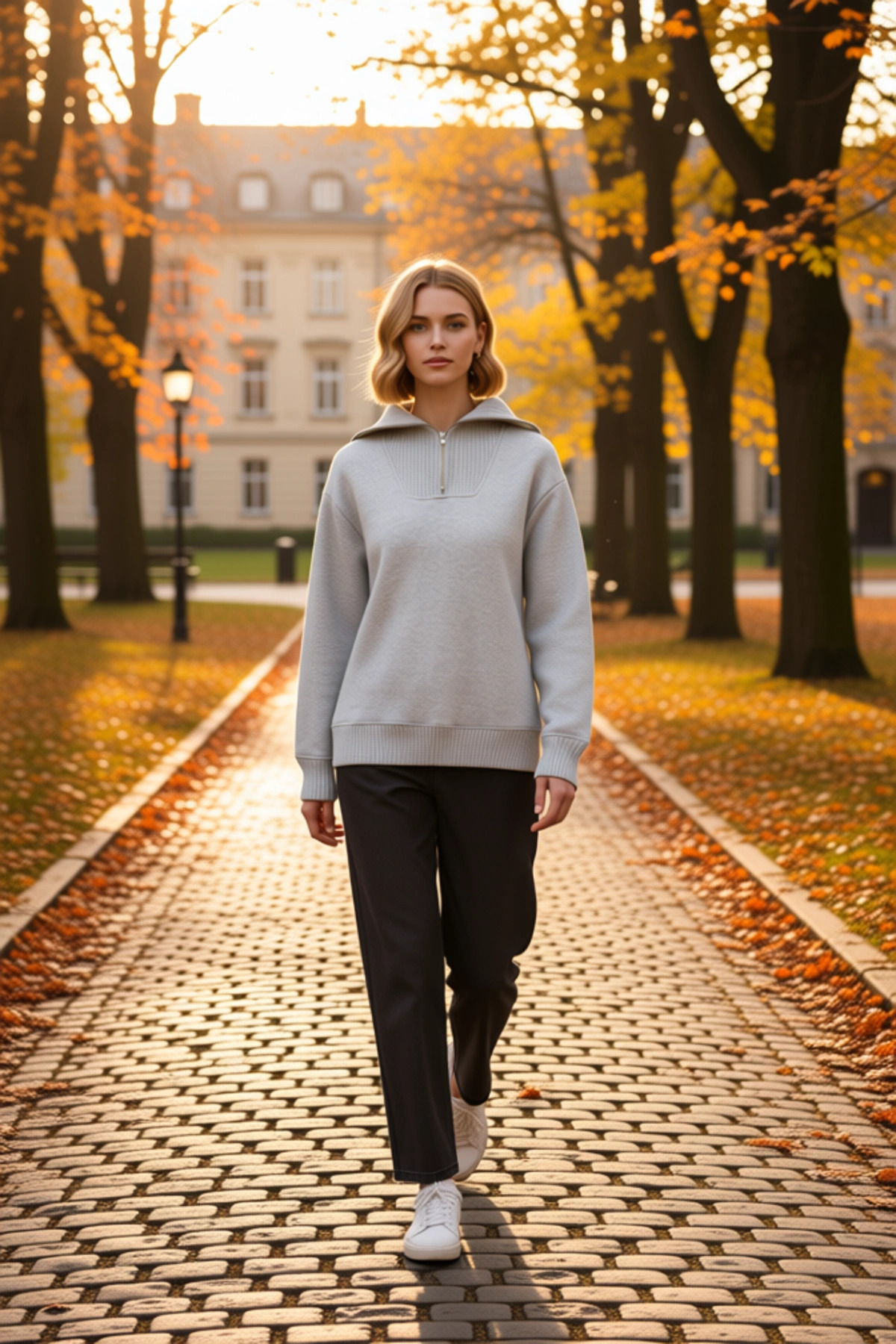 Kadın Kapüşonlu Düşük Kol Fermuarlı Relaxed Kalıp Örme Sweatshirt Fonksiyonel Dayanıklı Şık