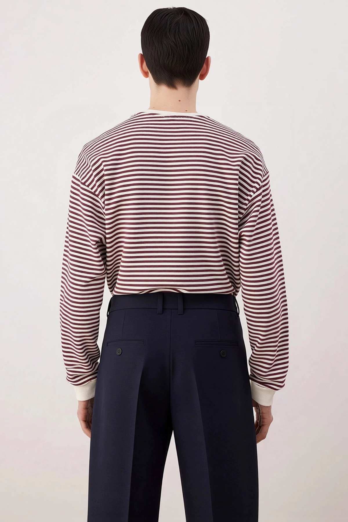 Erkek Bisiklet Yaka Standart Kol Çizgili Oversize Sweatshirt Fonksiyonel Dayanıklı Estetik