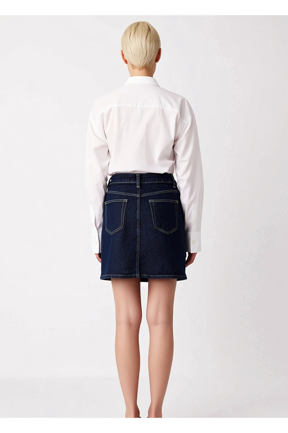 Kadın A line Mini Denim Etek %99 Pamuk %1 Elastan Fonksiyonel Dayanıklı Kaliteli Konforlu Şık